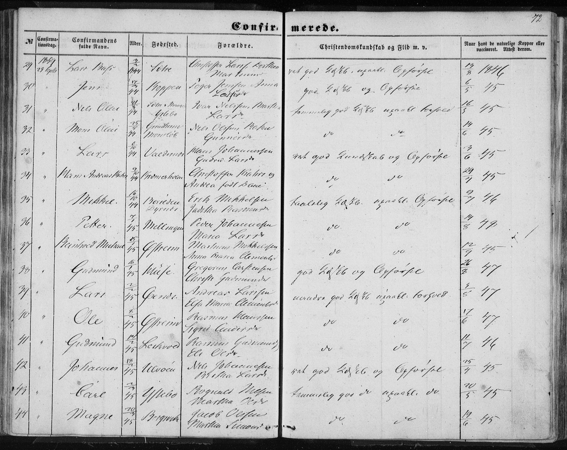 Lindås Sokneprestembete, AV/SAB-A-76701/H/Haa/Haaa/L0013: Parish register (official) no. A 13, 1848-1862, p. 72