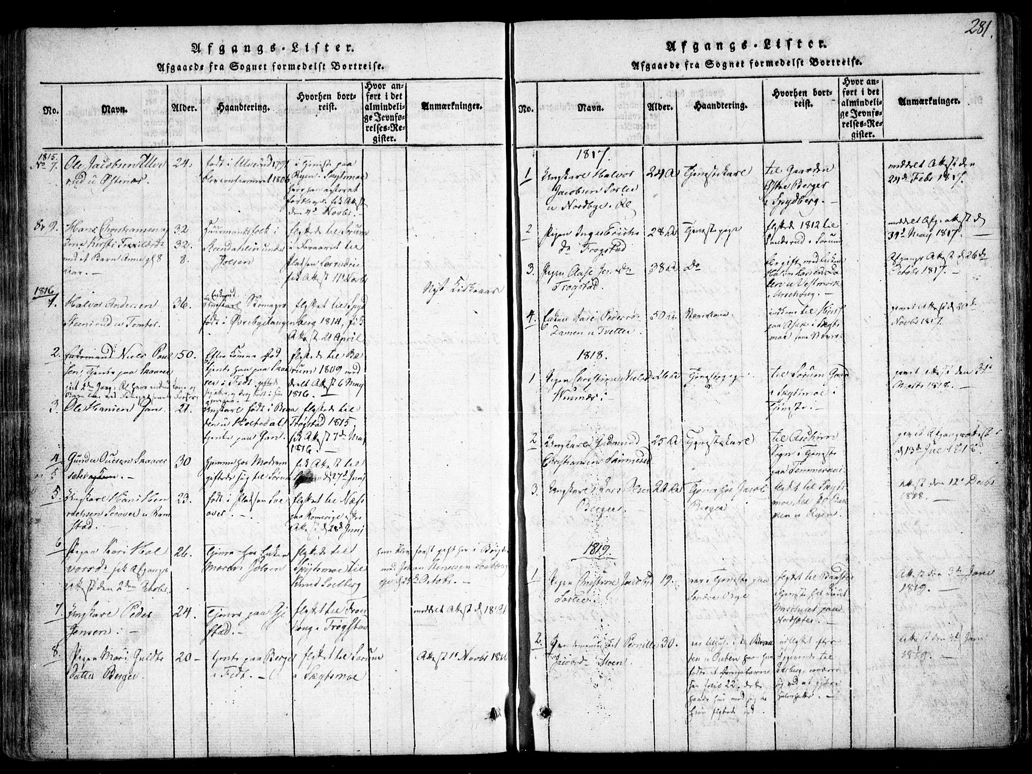 Fet prestekontor Kirkebøker, AV/SAO-A-10370a/F/Fa/L0008: Parish register (official) no. I 8, 1815-1842, p. 281