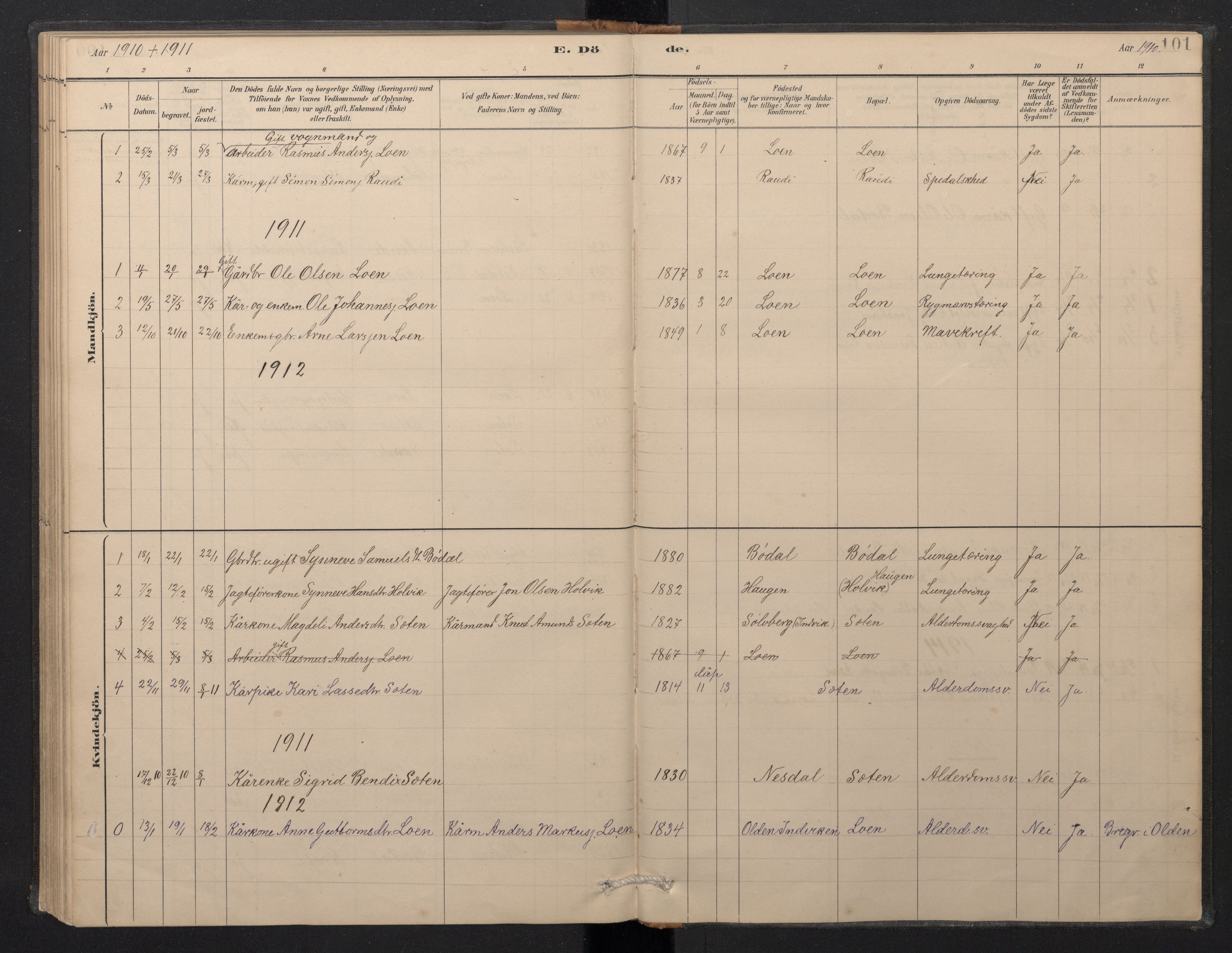 Stryn Sokneprestembete, AV/SAB-A-82501: Parish register (copy) no. B 3, 1881-1918, p. 100b-101a