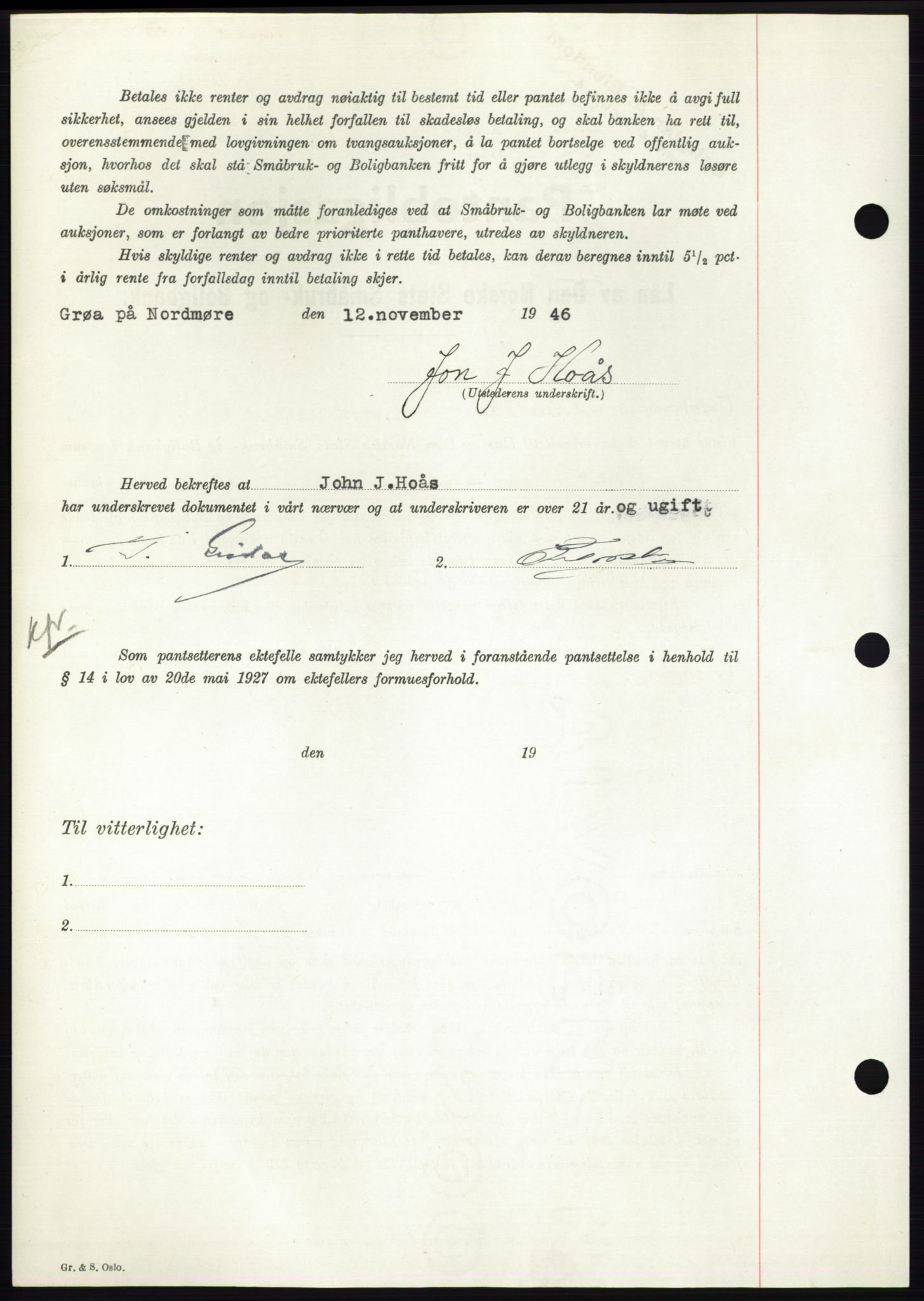 Nordmøre sorenskriveri, AV/SAT-A-4132/1/2/2Ca: Mortgage book no. B95, 1946-1947, Diary no: : 2361/1946