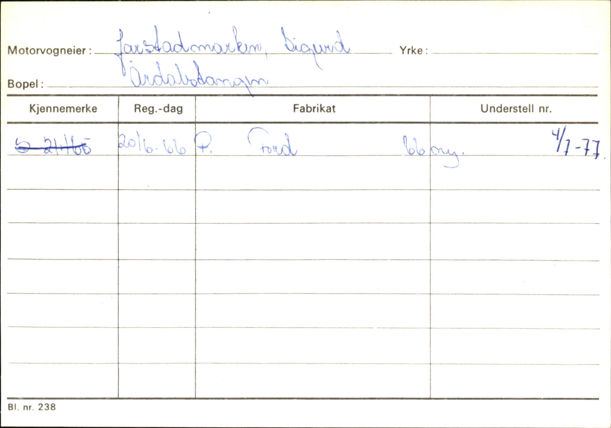 Statens vegvesen, Sogn og Fjordane vegkontor, AV/SAB-A-5301/4/F/L0145: Registerkort Vågsøy S-Å. Årdal I-P, 1945-1975, p. 896