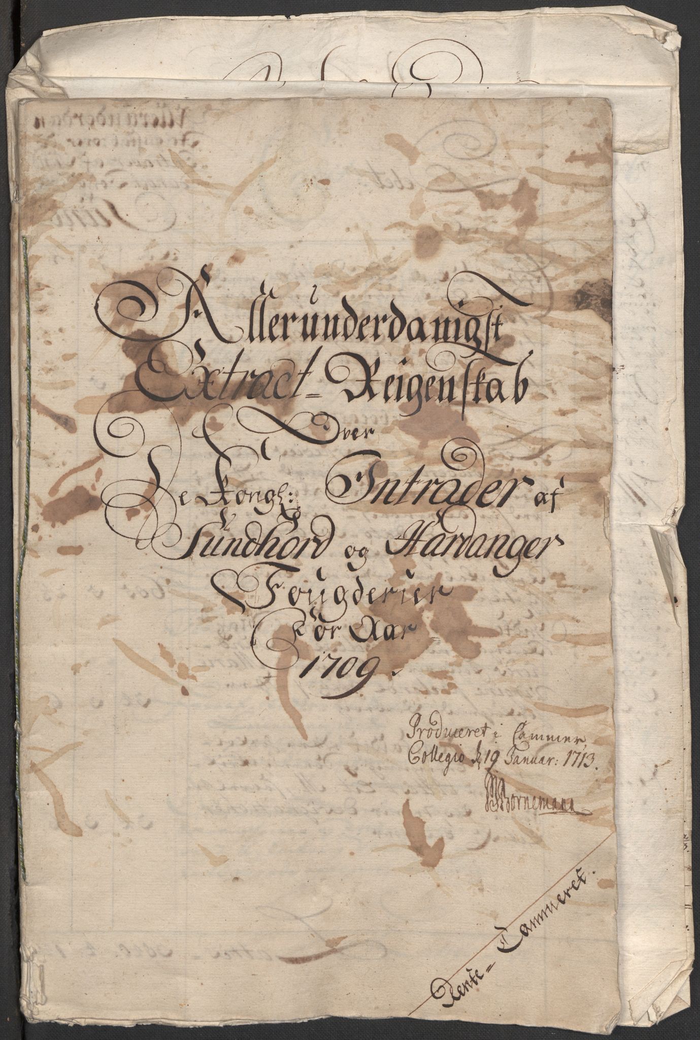 Rentekammeret inntil 1814, Reviderte regnskaper, Fogderegnskap, RA/EA-4092/R48/L2986: Fogderegnskap Sunnhordland og Hardanger, 1709-1710, p. 4