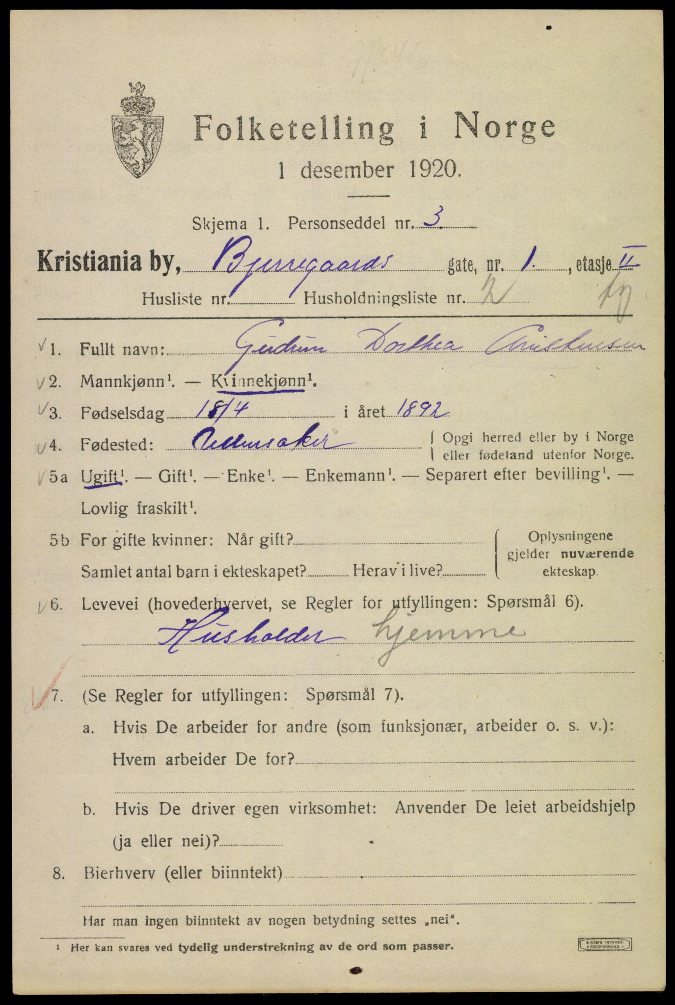 SAO, 1920 census for Kristiania, 1920, p. 158669