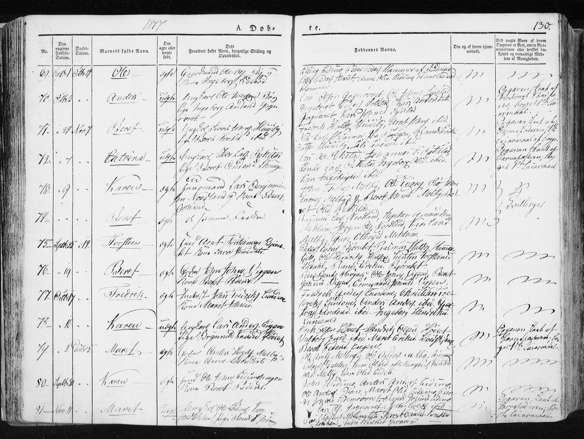 Ministerialprotokoller, klokkerbøker og fødselsregistre - Sør-Trøndelag, SAT/A-1456/665/L0771: Parish register (official) no. 665A06, 1830-1856, p. 130