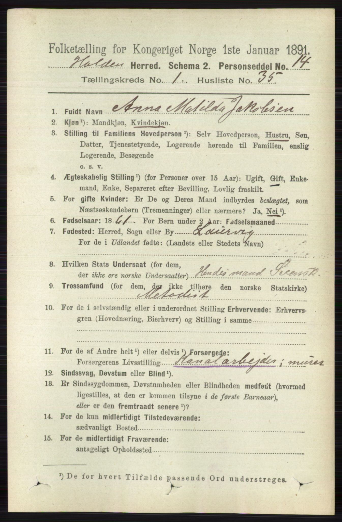 RA, 1891 census for 0819 Holla, 1891, p. 491