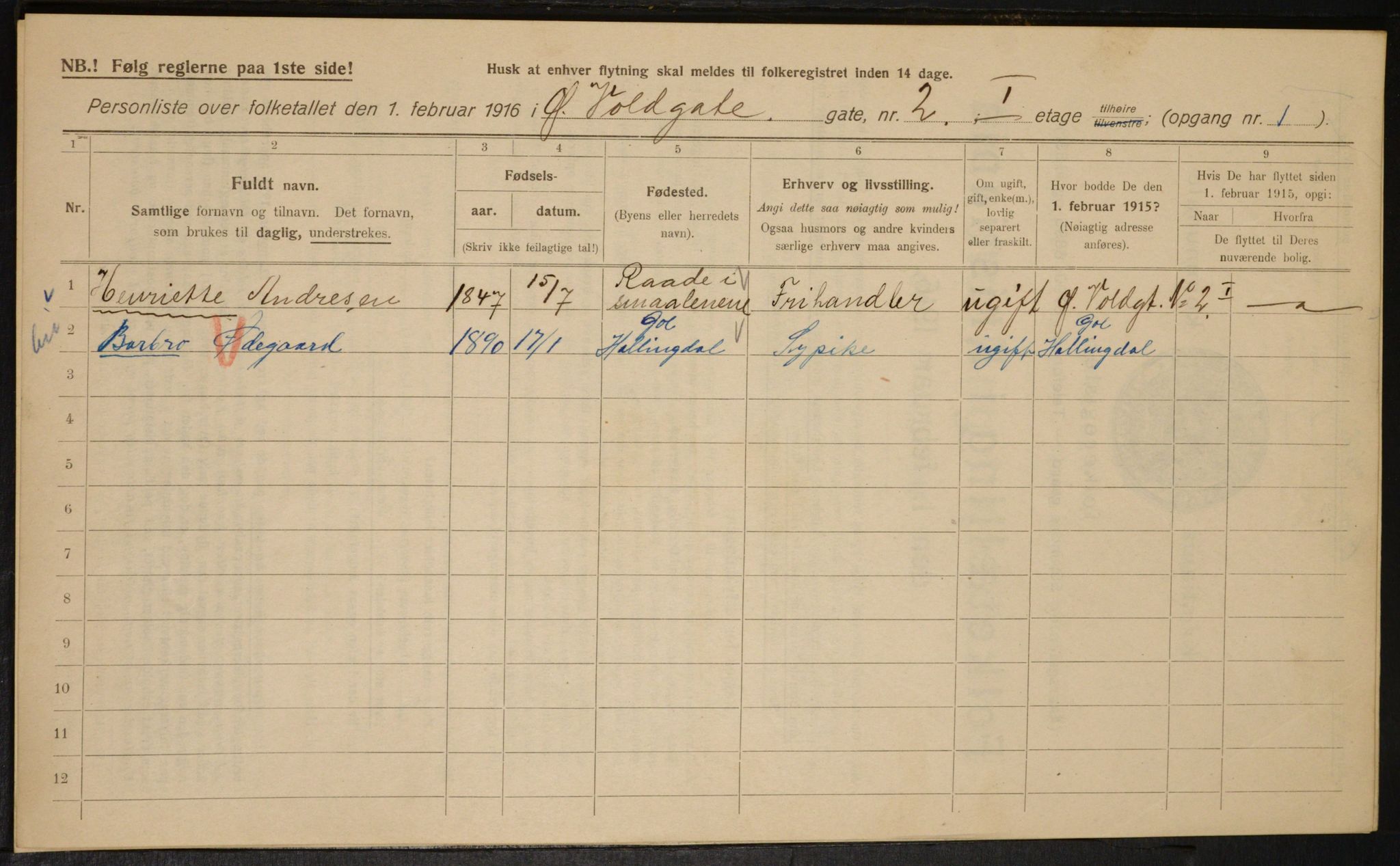 OBA, Municipal Census 1916 for Kristiania, 1916, p. 133795