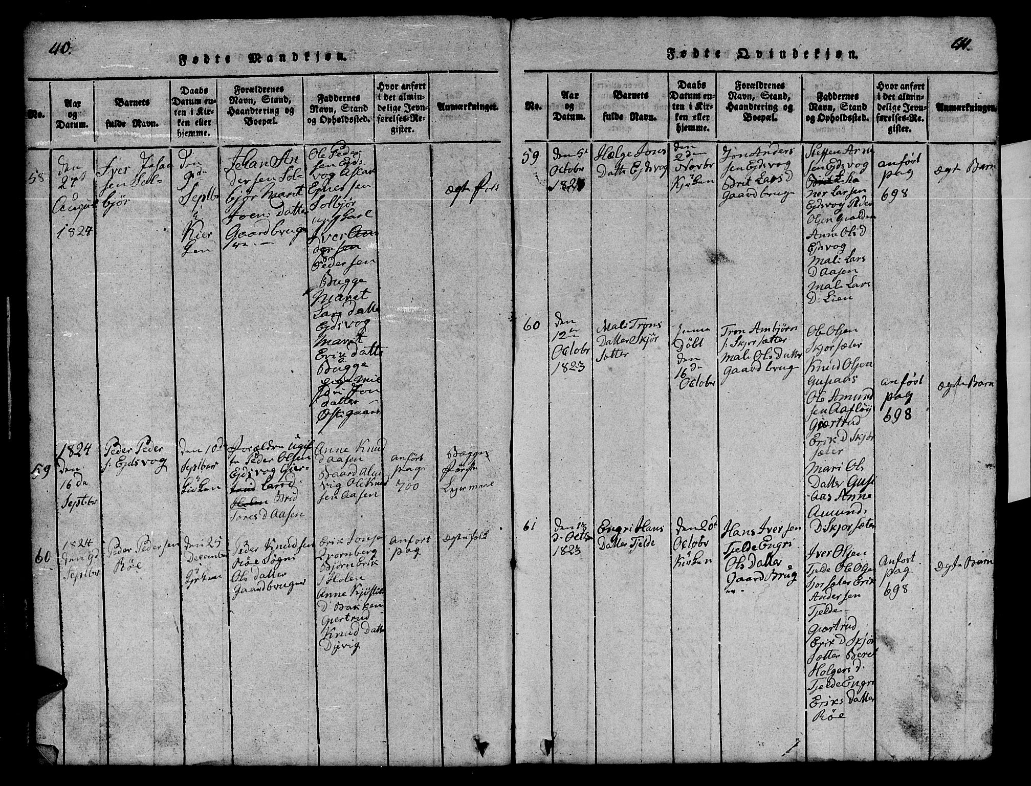 Ministerialprotokoller, klokkerbøker og fødselsregistre - Møre og Romsdal, SAT/A-1454/551/L0629: Parish register (copy) no. 551C01, 1818-1839, p. 40-41