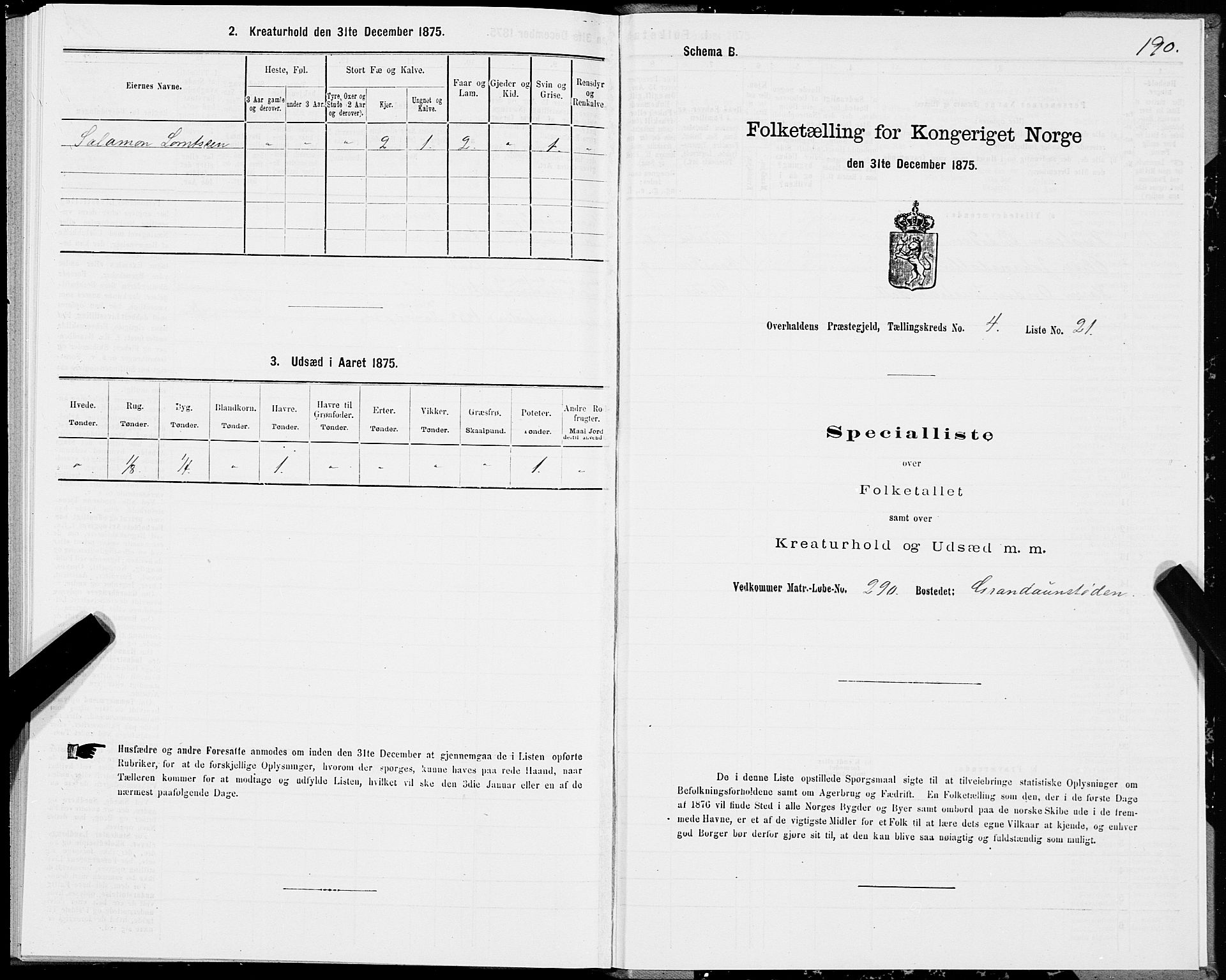 SAT, 1875 census for 1744P Overhalla, 1875, p. 2190