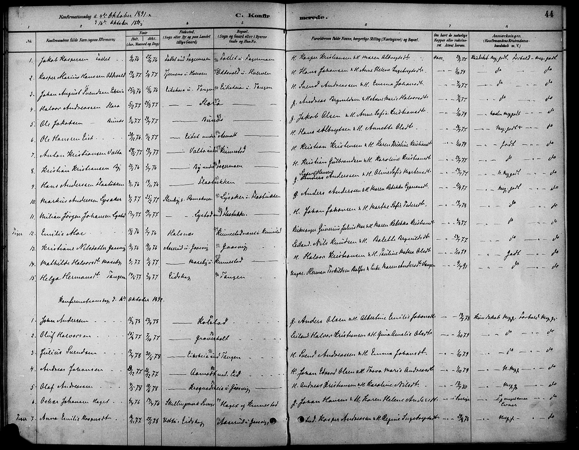Høland prestekontor Kirkebøker, SAO/A-10346a/F/Fc/L0001: Parish register (official) no. III 1, 1880-1897, p. 44