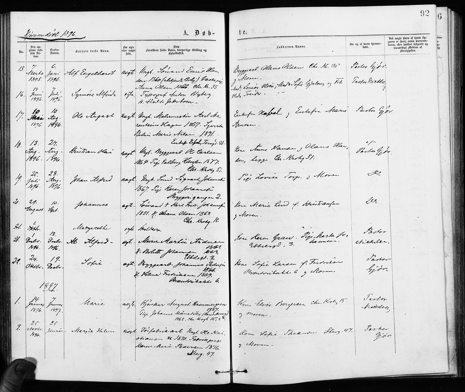 Jakob prestekontor Kirkebøker, SAO/A-10850/F/Fa/L0001: Parish register (official) no. 1, 1875-1924, p. 92