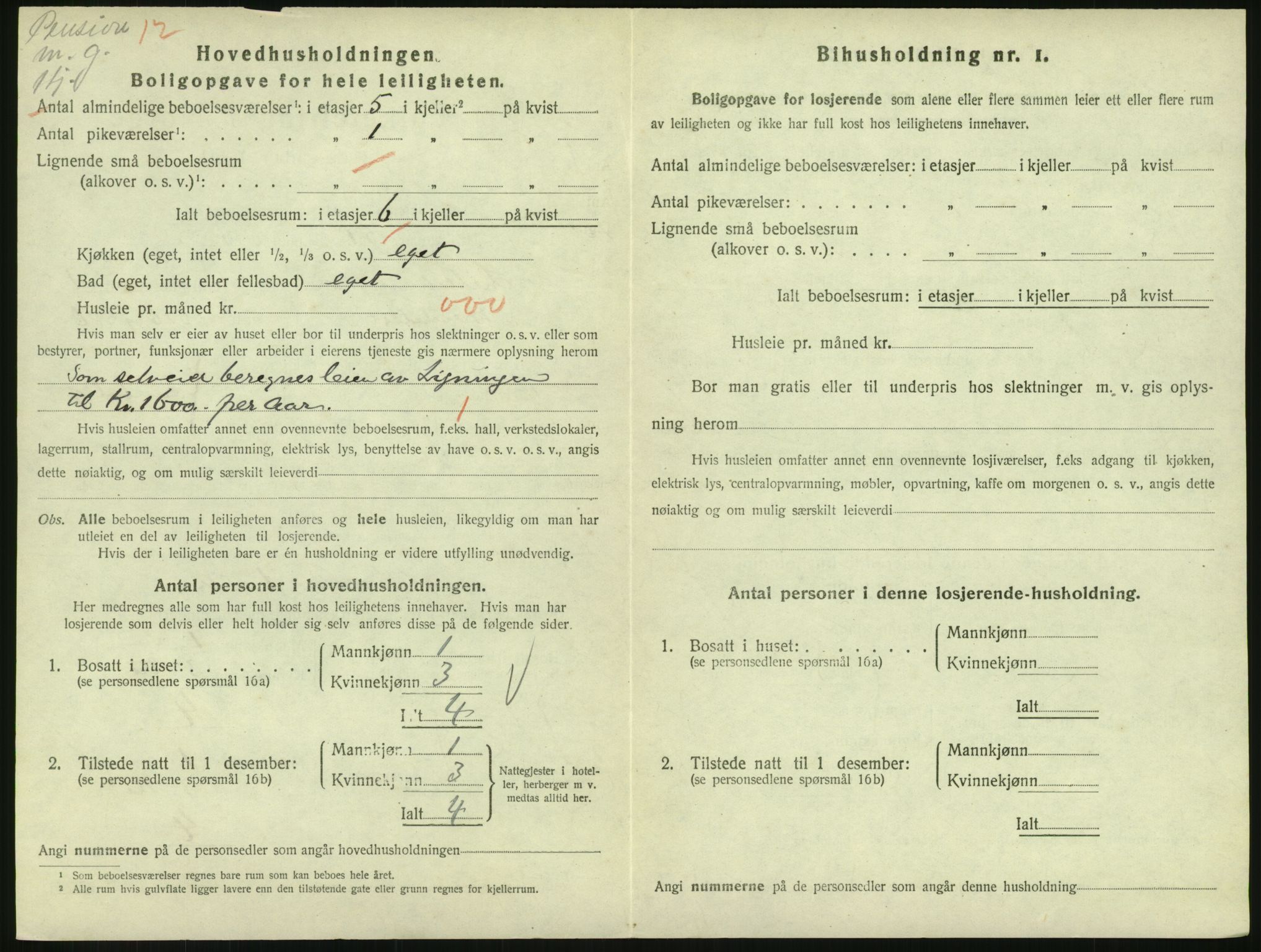 SAH, 1920 census for Lillehammer, 1920, p. 1493