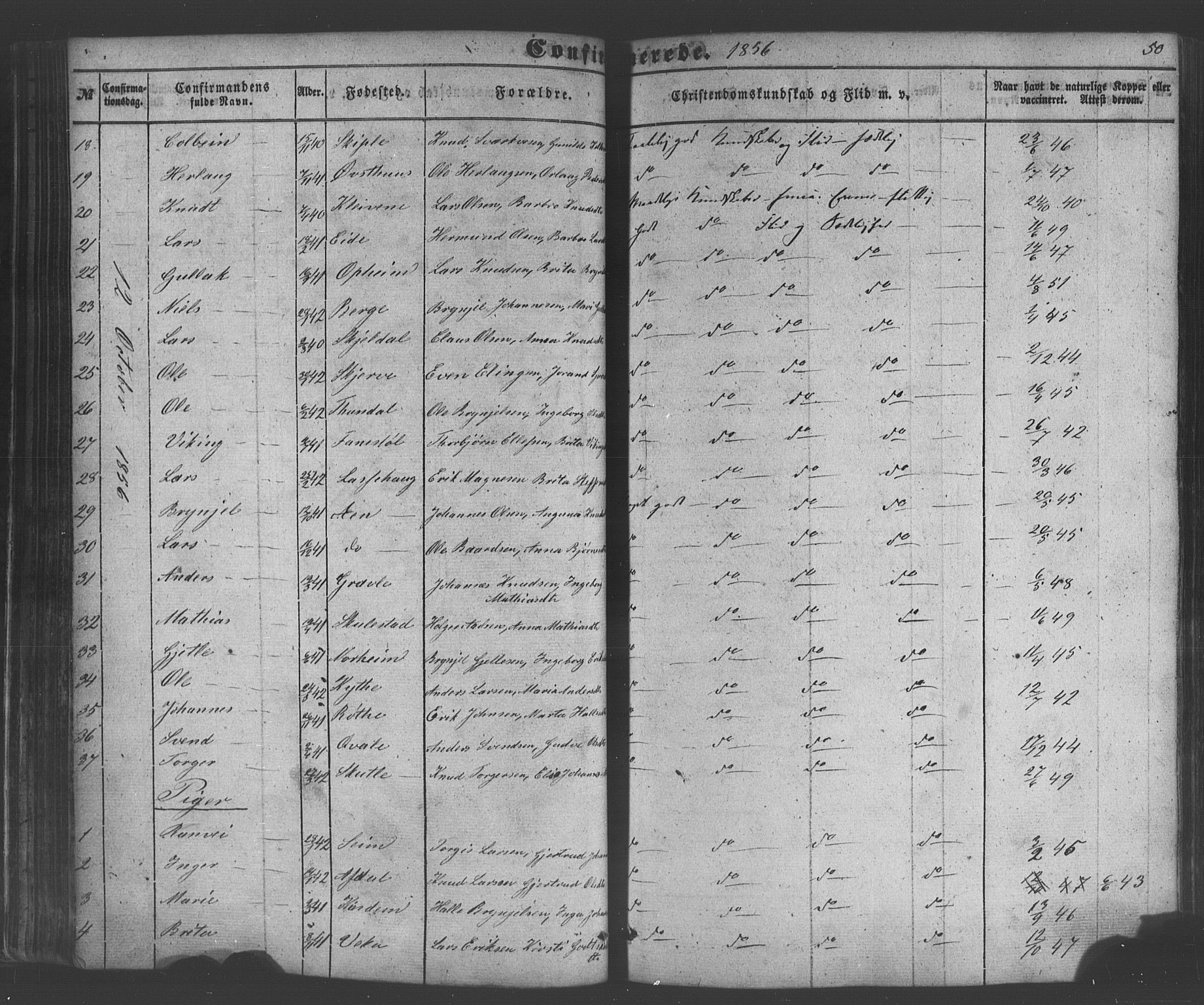 Voss sokneprestembete, AV/SAB-A-79001/H/Haa: Parish register (official) no. A 18, 1848-1876, p. 50