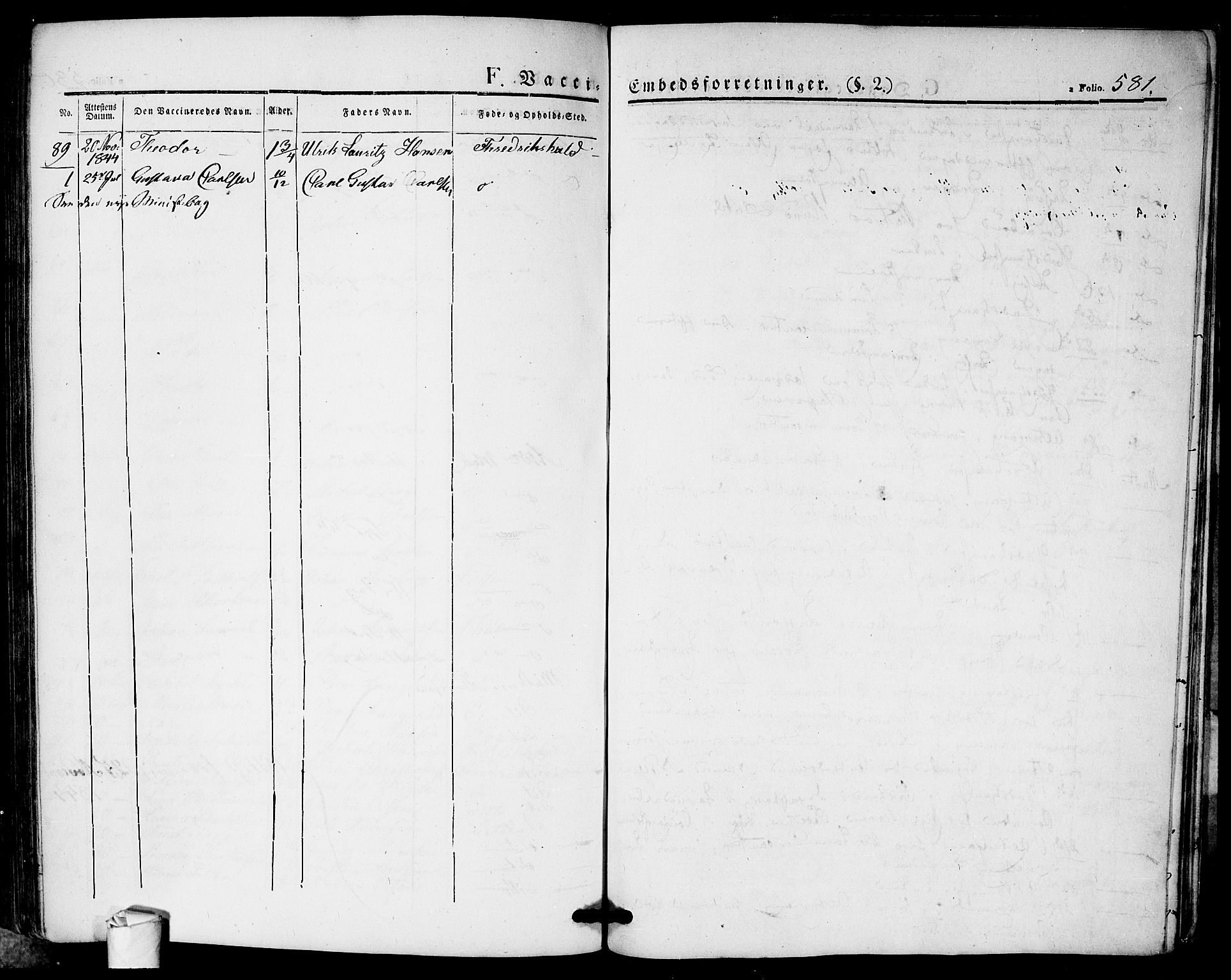 Halden prestekontor Kirkebøker, SAO/A-10909/F/Fa/L0005: Parish register (official) no. I 5, 1834-1845, p. 581