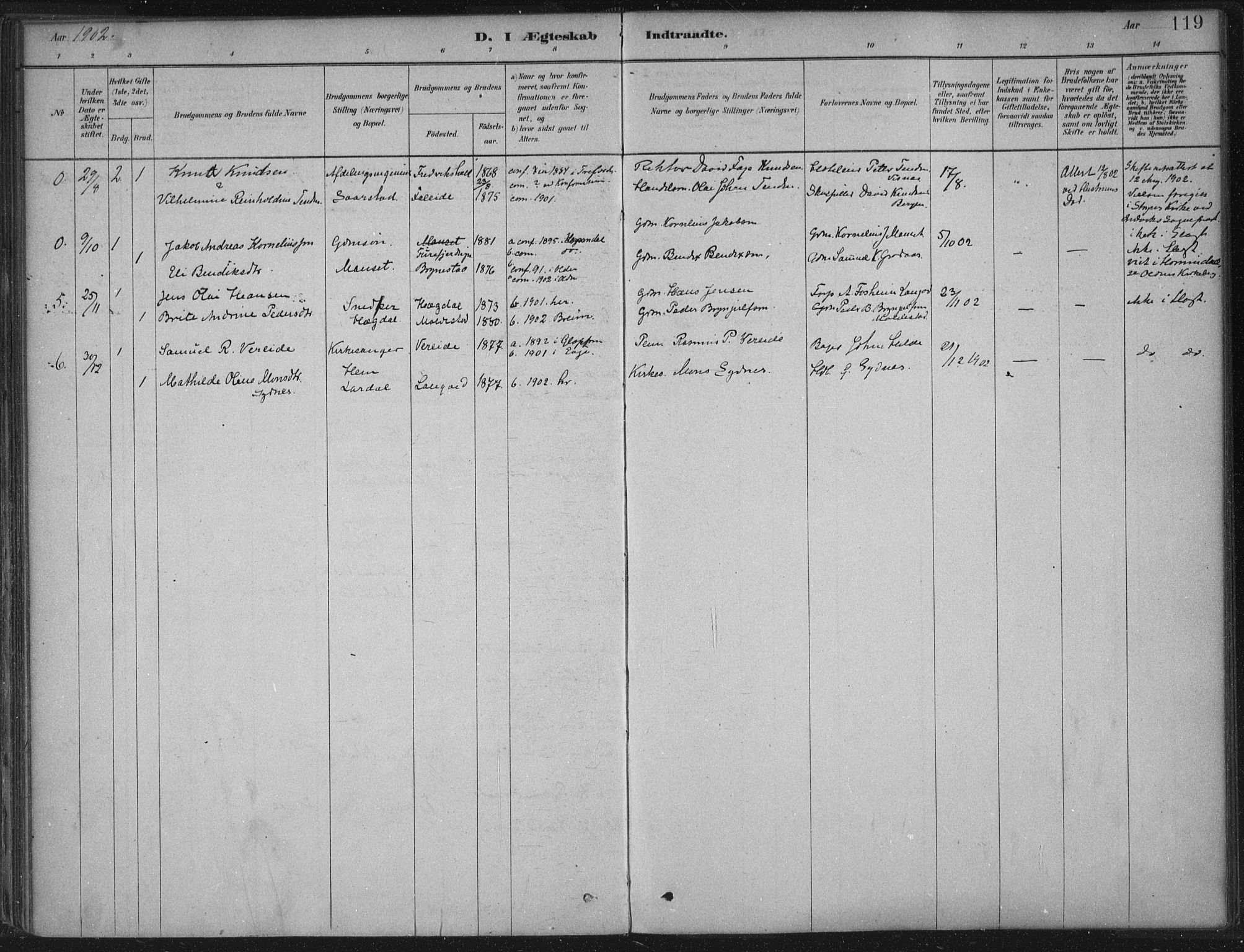 Innvik sokneprestembete, AV/SAB-A-80501: Parish register (official) no. B  1, 1879-1902, p. 119