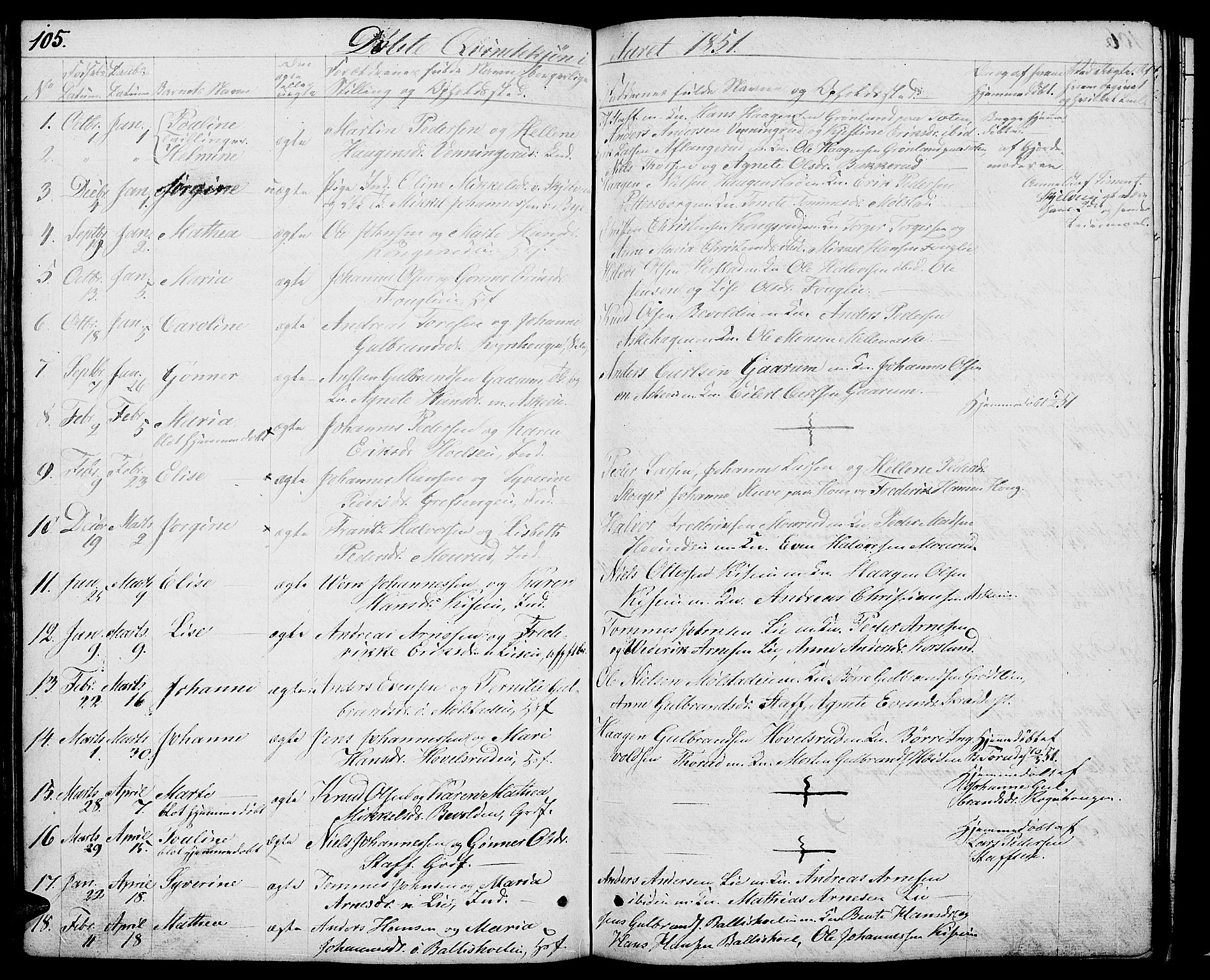 Nes prestekontor, Hedmark, SAH/PREST-020/L/La/L0004: Parish register (copy) no. 4, 1832-1861, p. 105