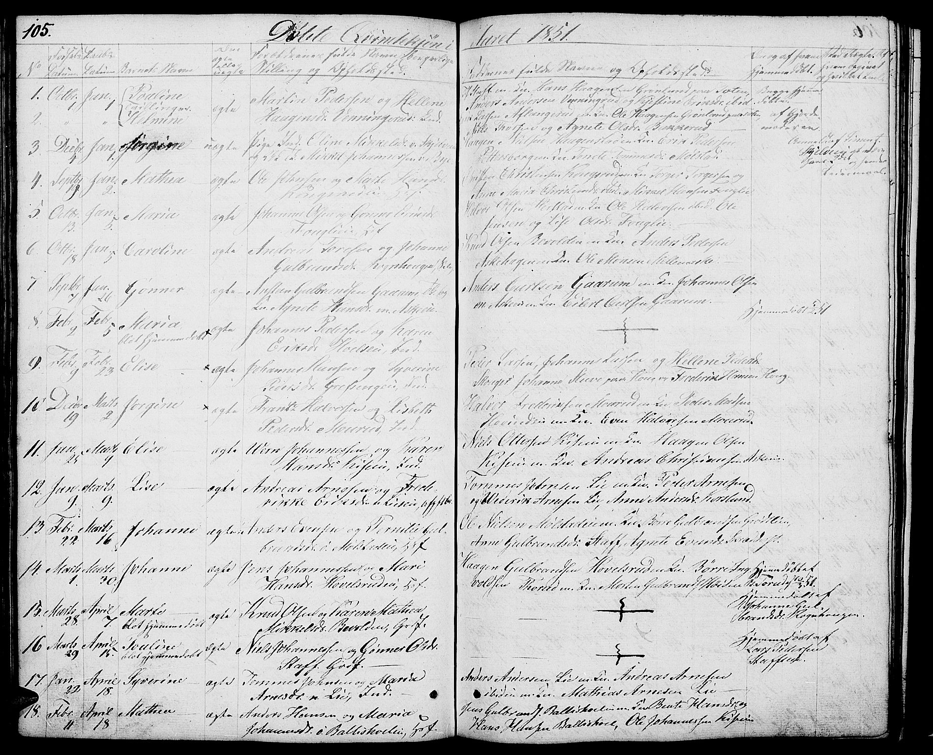 Nes prestekontor, Hedmark, AV/SAH-PREST-020/L/La/L0004: Parish register (copy) no. 4, 1832-1861, p. 105