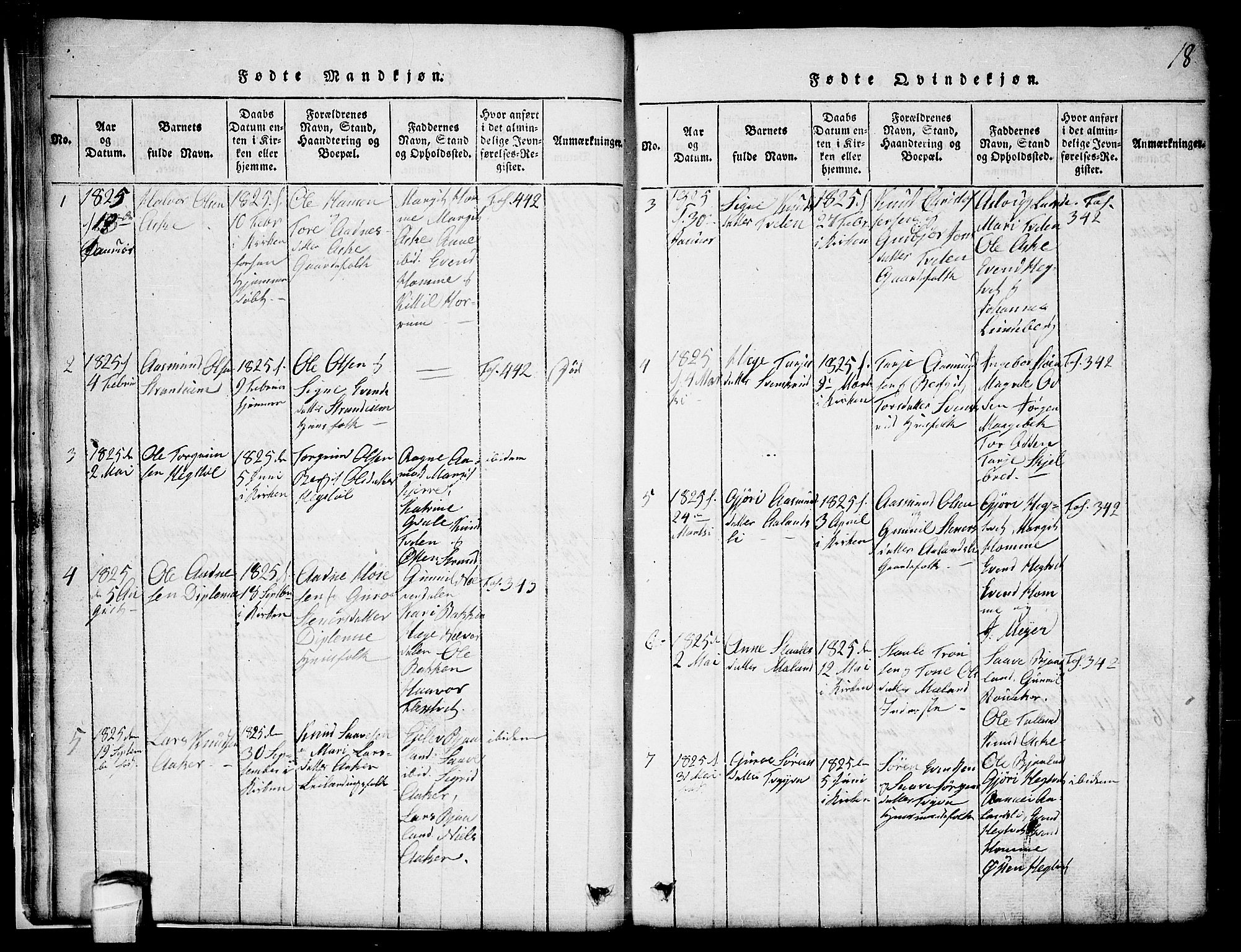 Lårdal kirkebøker, SAKO/A-284/G/Ga/L0001: Parish register (copy) no. I 1, 1815-1861, p. 18