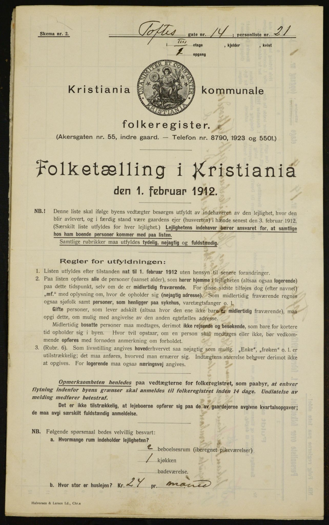 OBA, Municipal Census 1912 for Kristiania, 1912, p. 111519