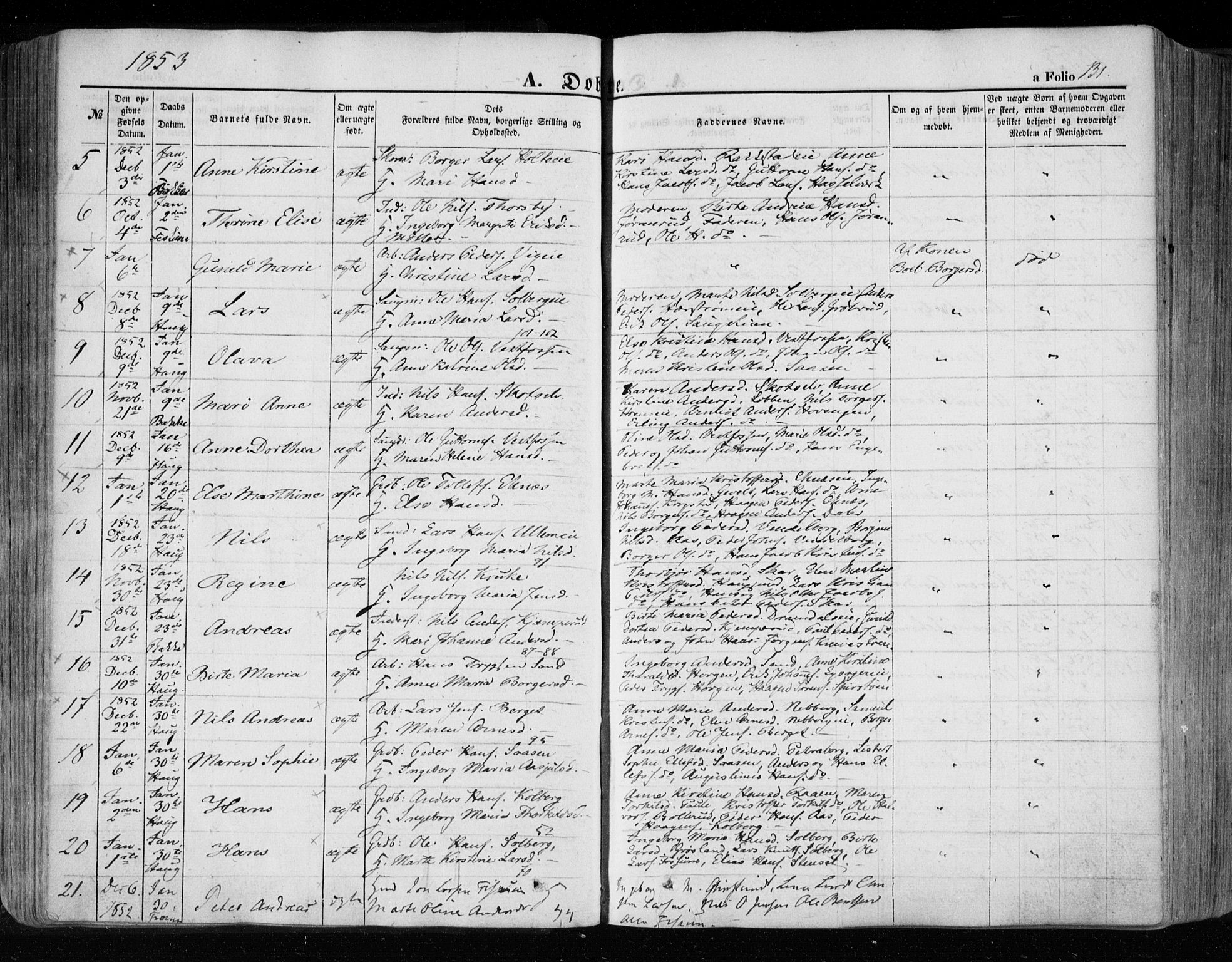 Eiker kirkebøker, SAKO/A-4/F/Fa/L0014: Parish register (official) no. I 14, 1846-1854, p. 131