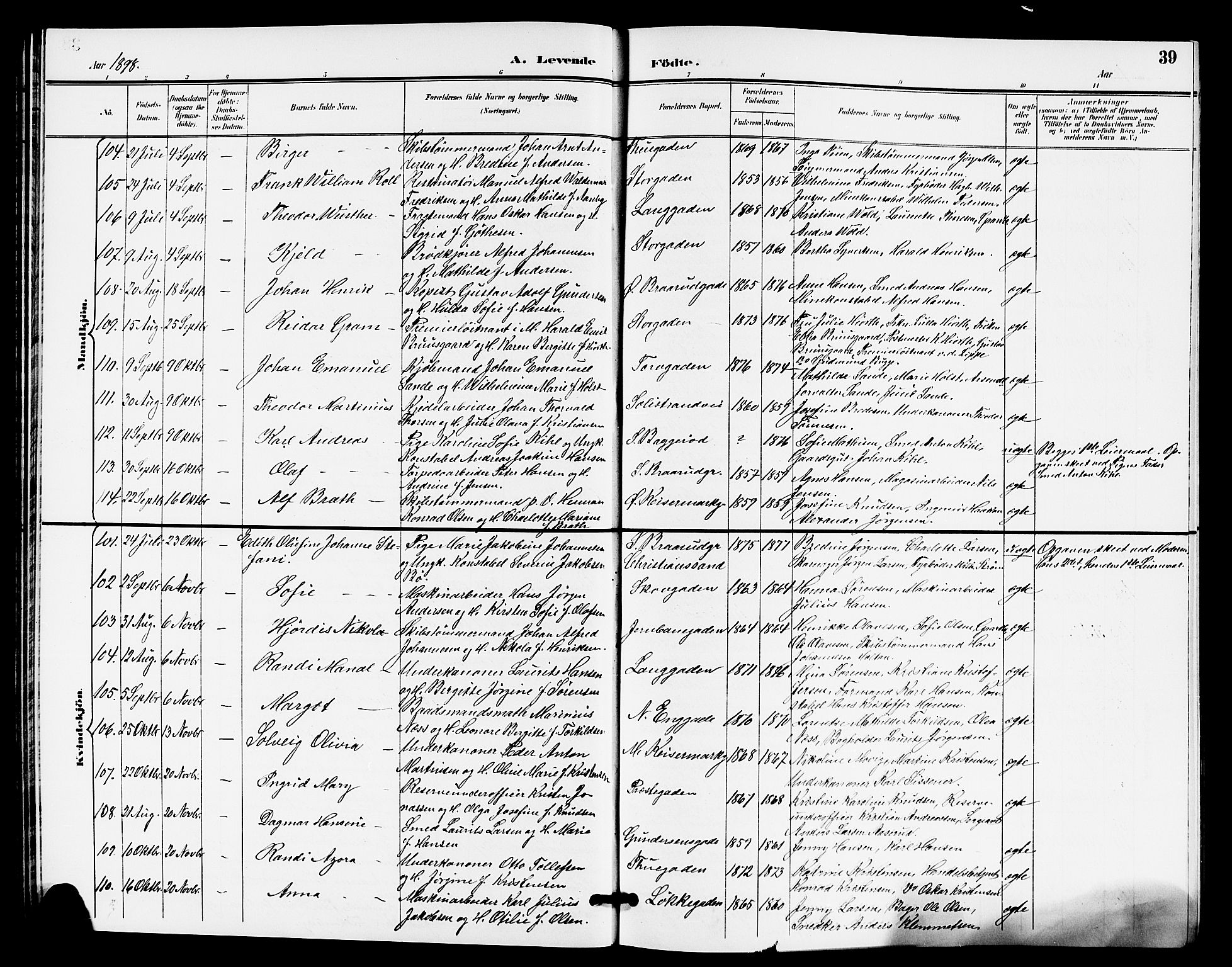 Horten kirkebøker, AV/SAKO-A-348/G/Ga/L0006: Parish register (copy) no. 6, 1896-1904, p. 39