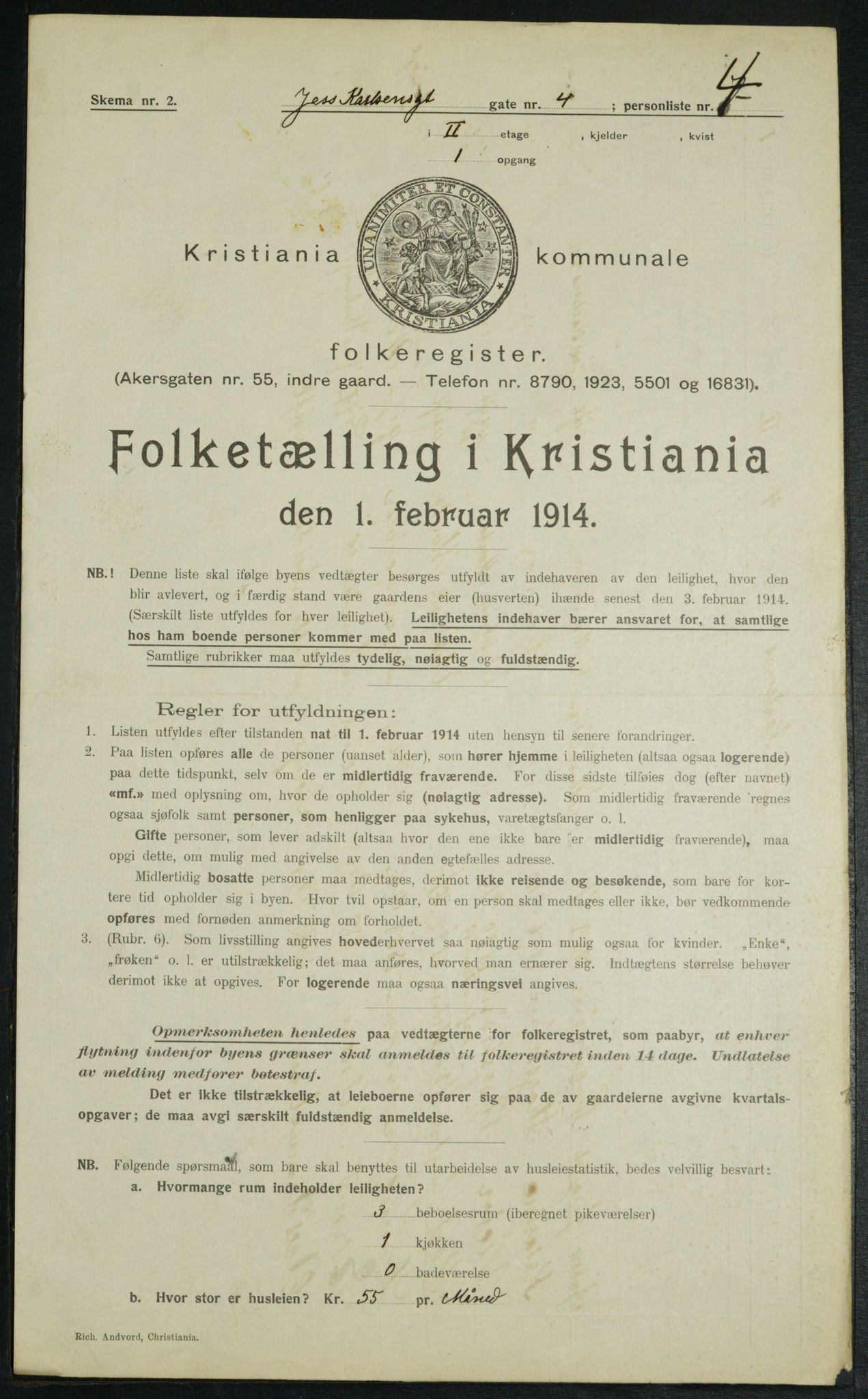 OBA, Municipal Census 1914 for Kristiania, 1914, p. 47010