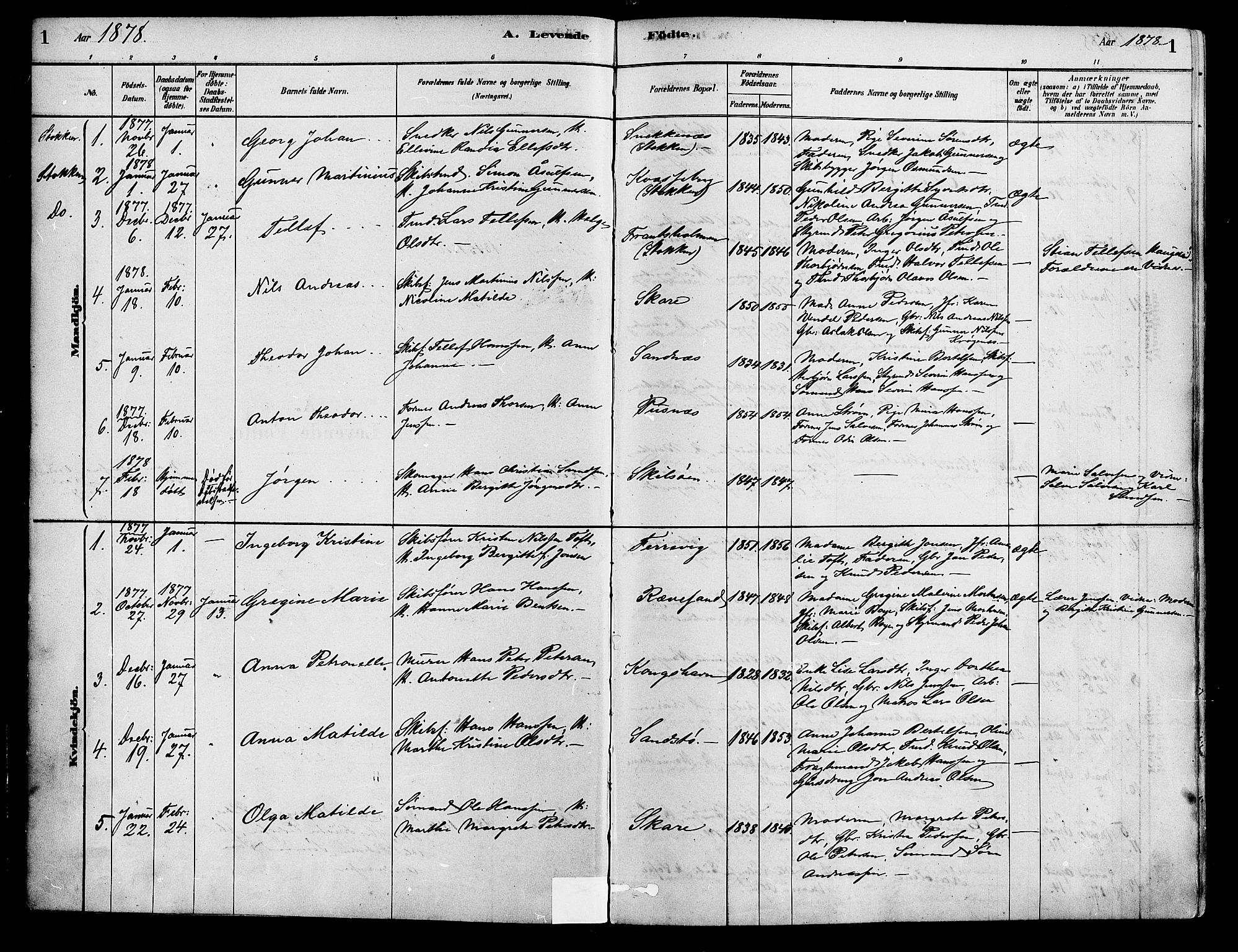 Tromøy sokneprestkontor, AV/SAK-1111-0041/F/Fa/L0009: Parish register (official) no. A 9, 1878-1896, p. 1