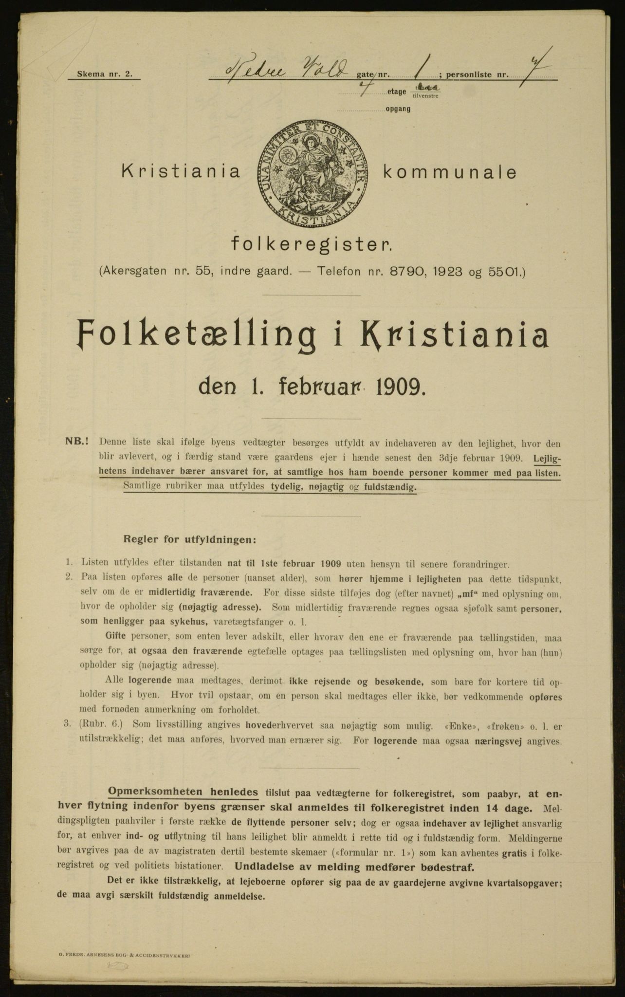 OBA, Municipal Census 1909 for Kristiania, 1909, p. 63059