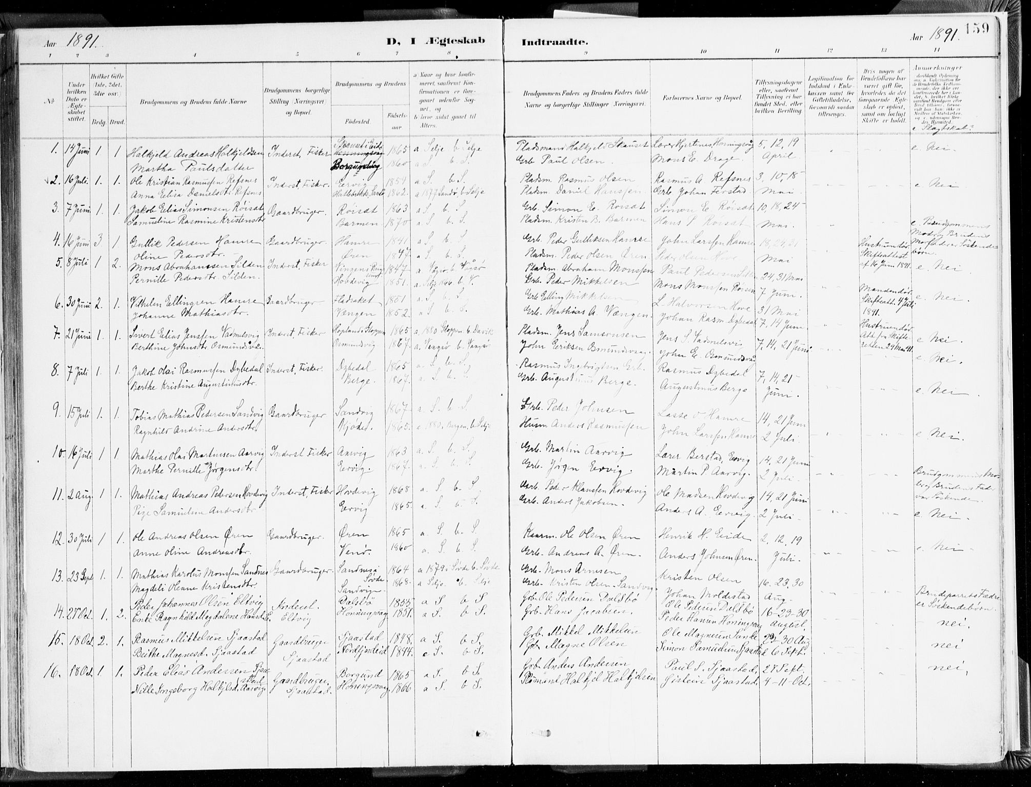 Selje sokneprestembete, SAB/A-99938/H/Ha/Haa/Haab: Parish register (official) no. B 2, 1891-1907, p. 159