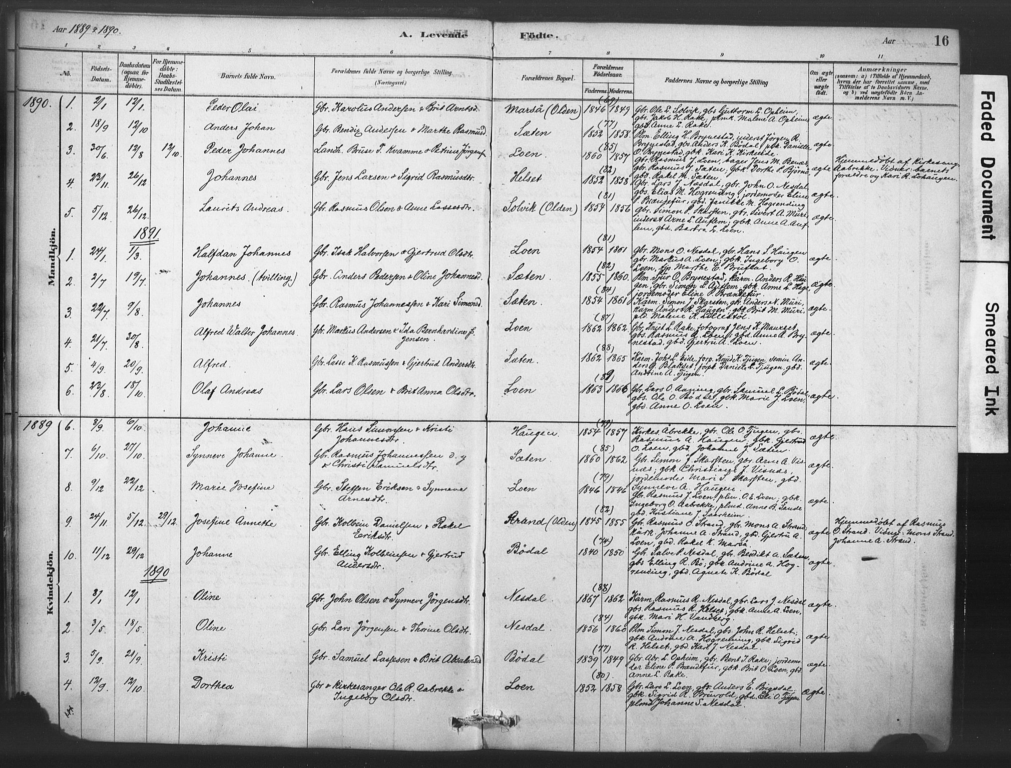 Stryn Sokneprestembete, SAB/A-82501: Parish register (official) no. C 1, 1878-1907, p. 16
