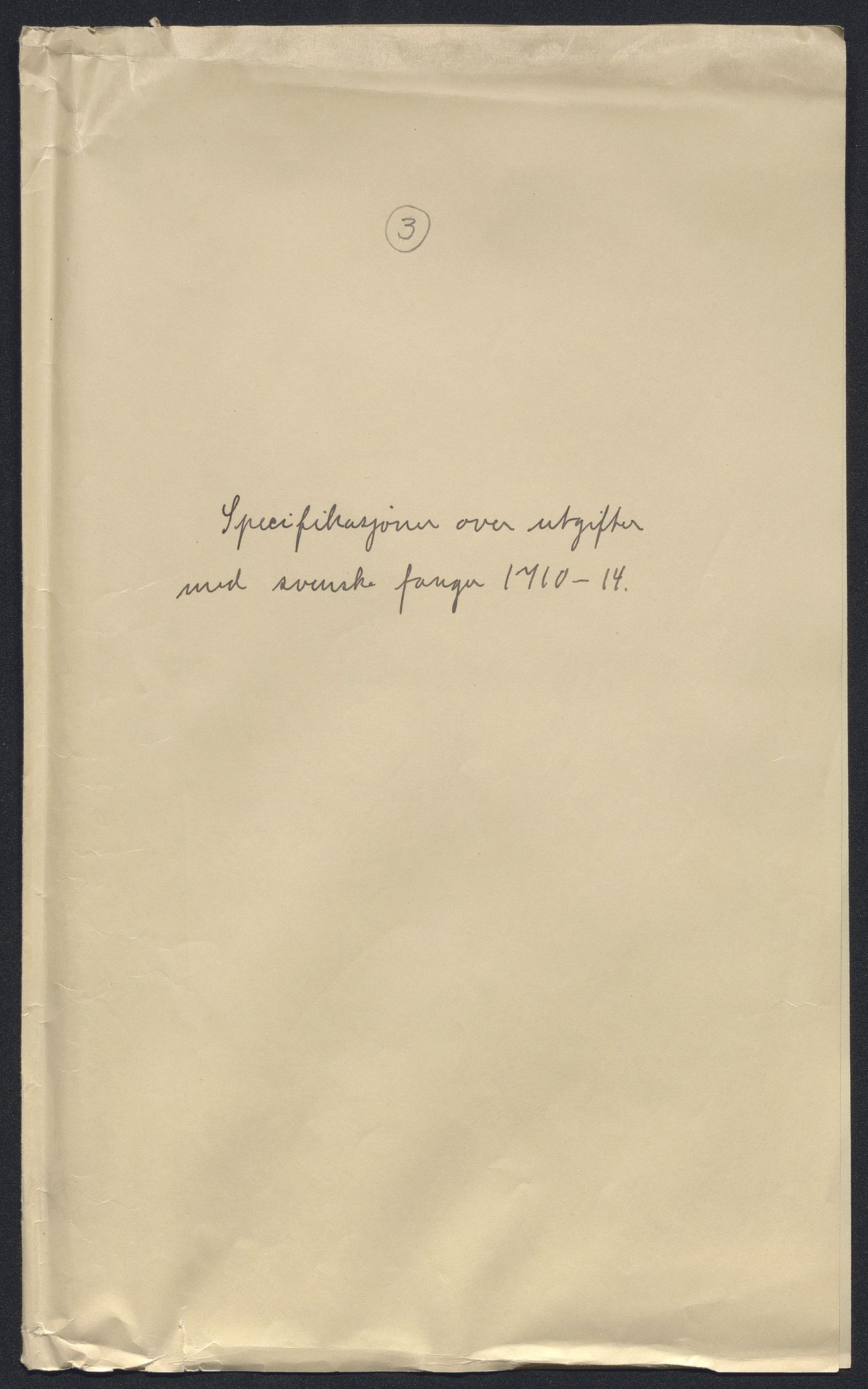 Stattholderembetet 1572-1771, AV/RA-EA-2870/El/L0052/0003: Forskjellige pakkesaker / Om utgifter med svenske fanger, 1710-1714, p. 1