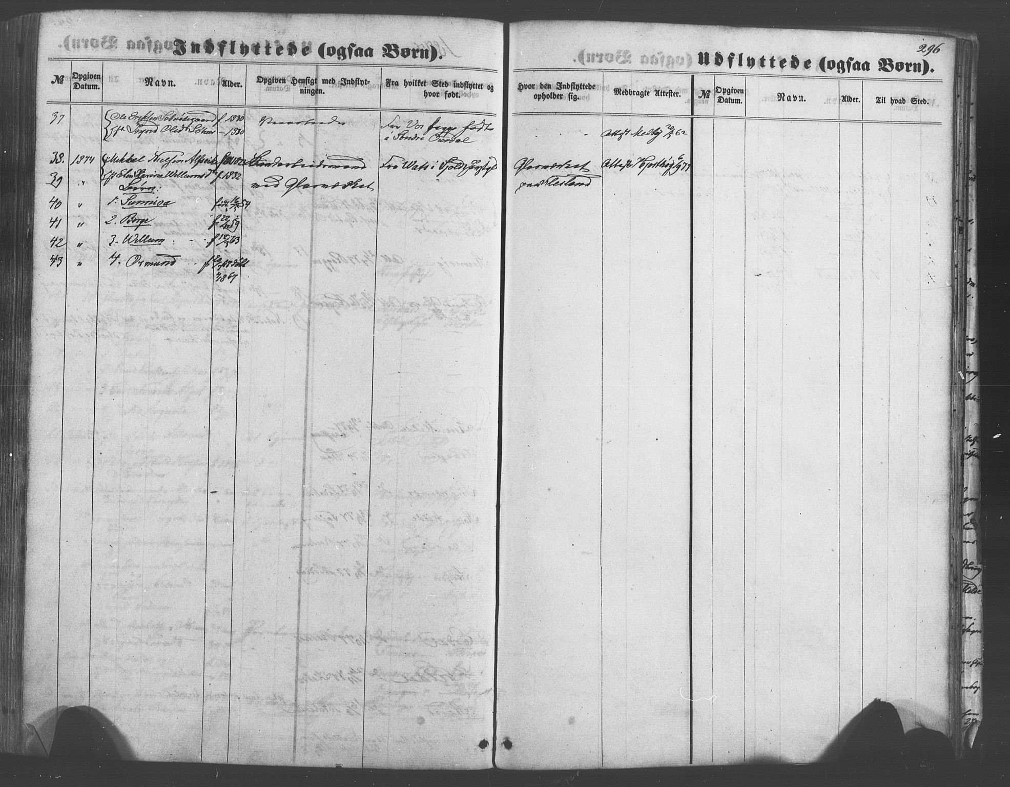 Fana Sokneprestembete, SAB/A-75101/H/Haa/Haaa/L0012: Parish register (official) no. A 12, 1862-1878, p. 296