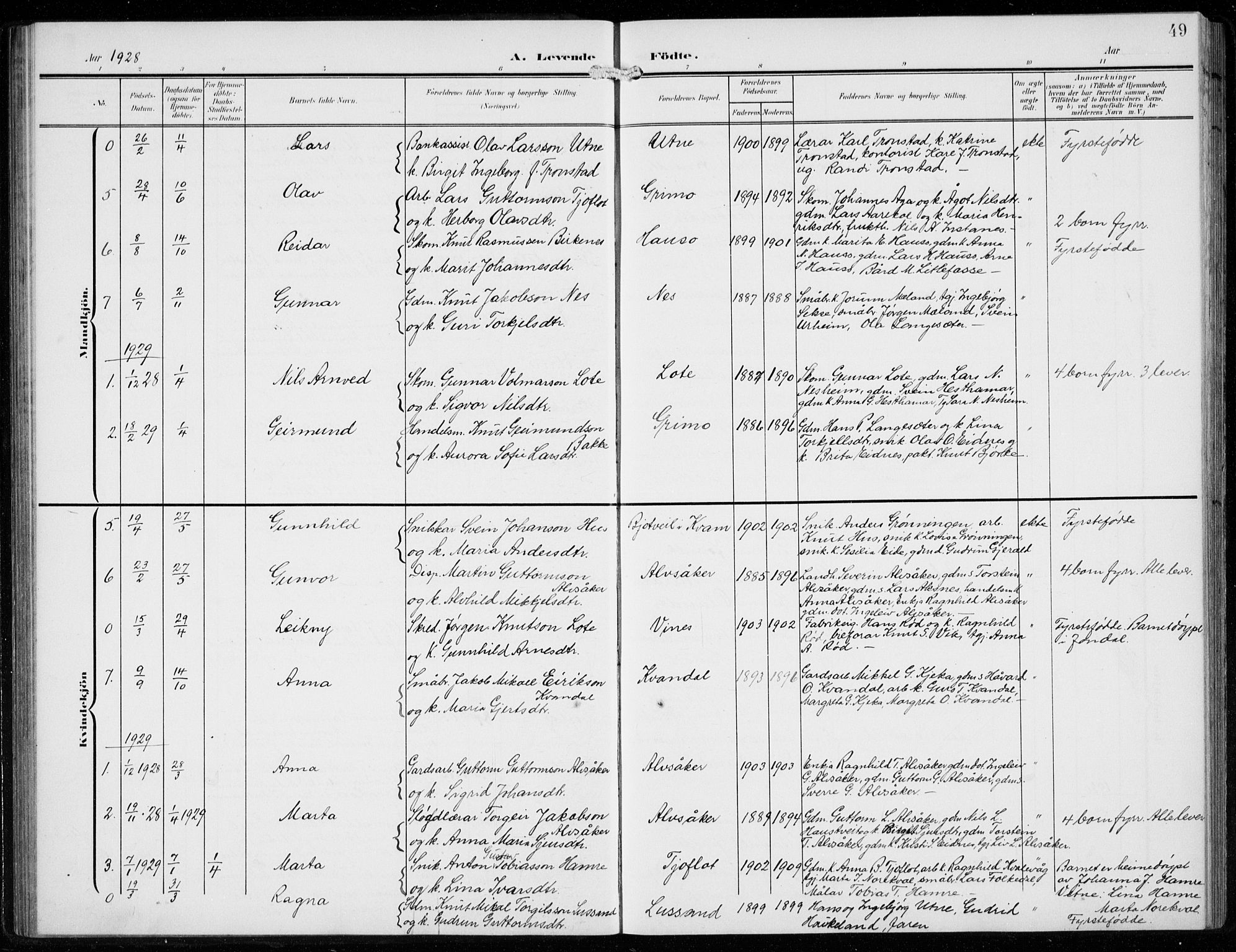 Ullensvang sokneprestembete, SAB/A-78701/H/Hab: Parish register (copy) no. F  1, 1902-1935, p. 49