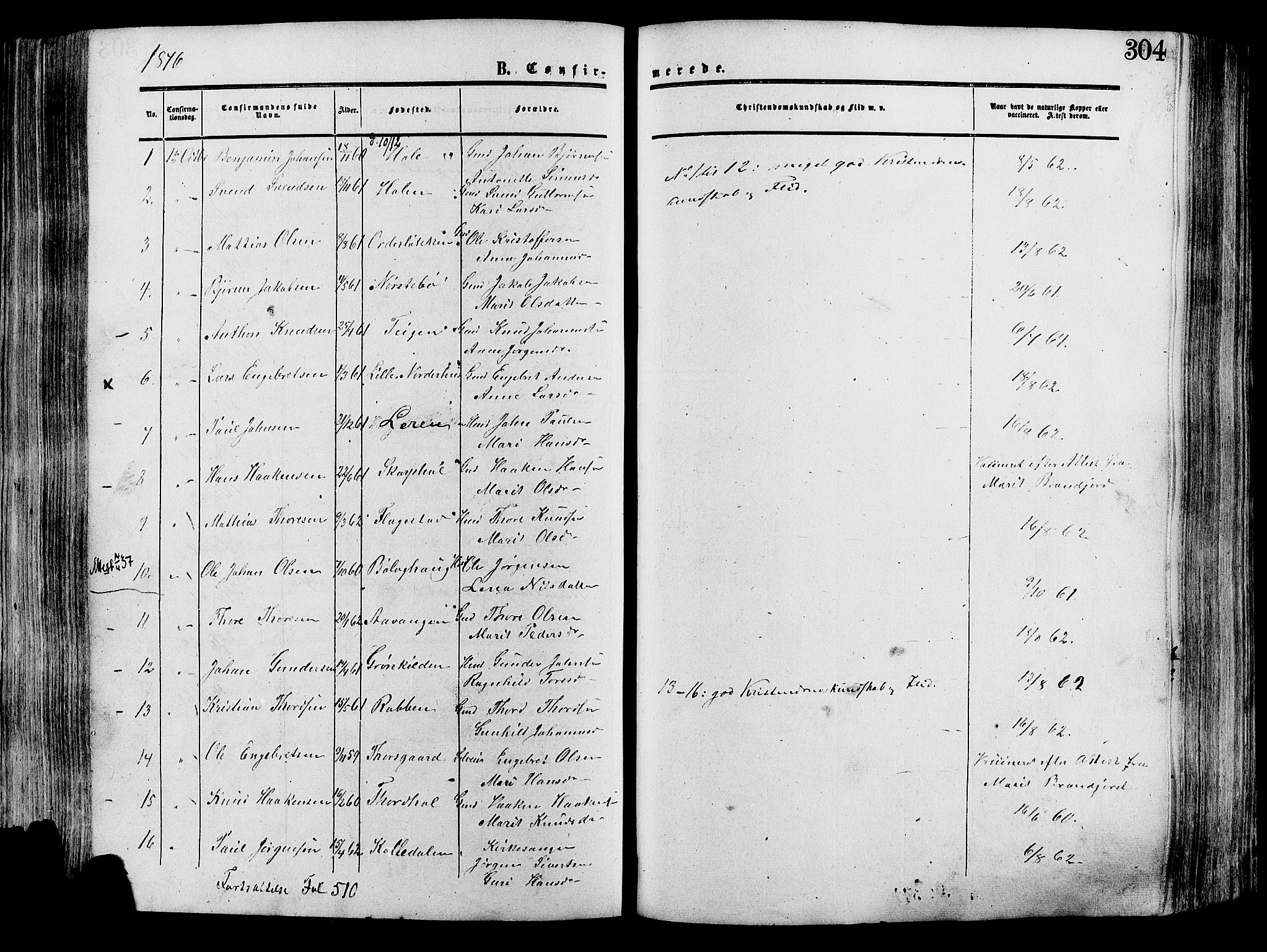 Lesja prestekontor, SAH/PREST-068/H/Ha/Haa/L0008: Parish register (official) no. 8, 1854-1880, p. 304