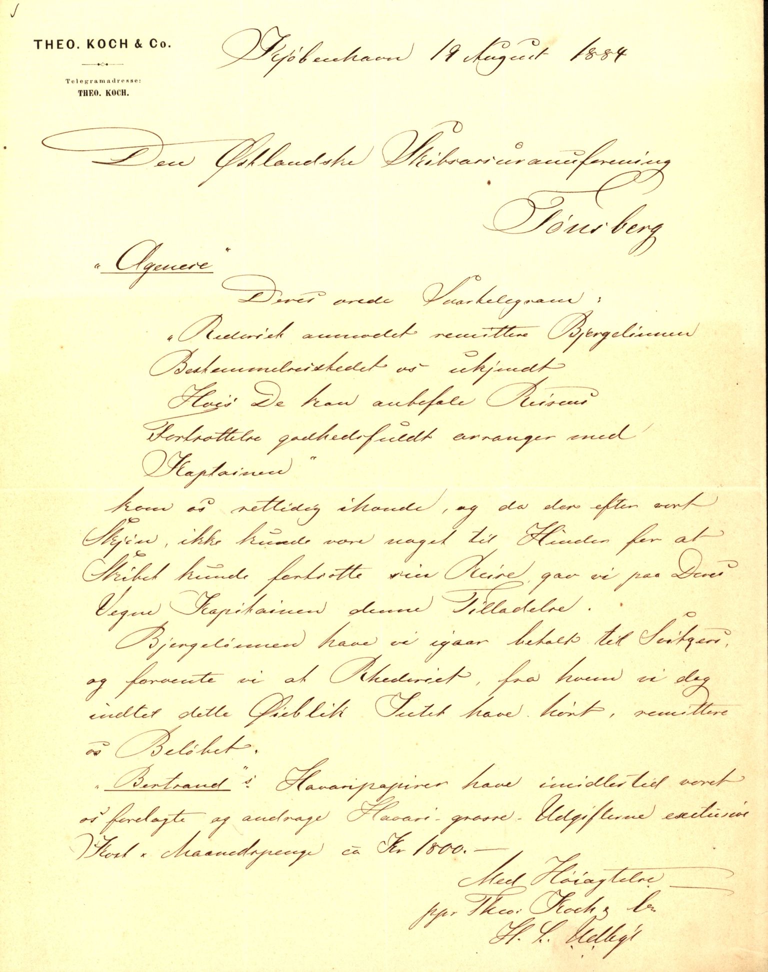 Pa 63 - Østlandske skibsassuranceforening, VEMU/A-1079/G/Ga/L0017/0009: Havaridokumenter / Agnese, Agnes, Adelphia, Kvik, Varnæs, 1884, p. 28