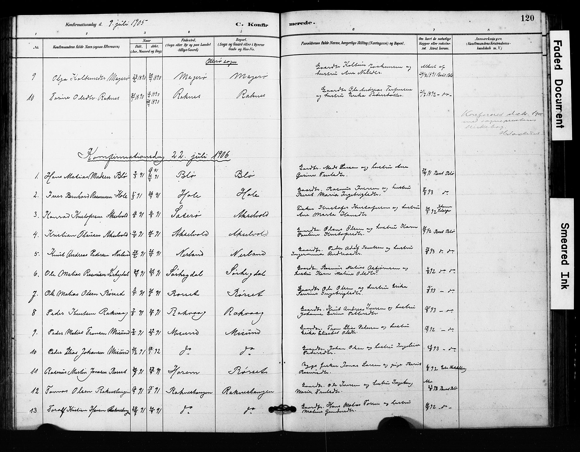 Ministerialprotokoller, klokkerbøker og fødselsregistre - Møre og Romsdal, AV/SAT-A-1454/563/L0737: Parish register (copy) no. 563C01, 1878-1916, p. 120