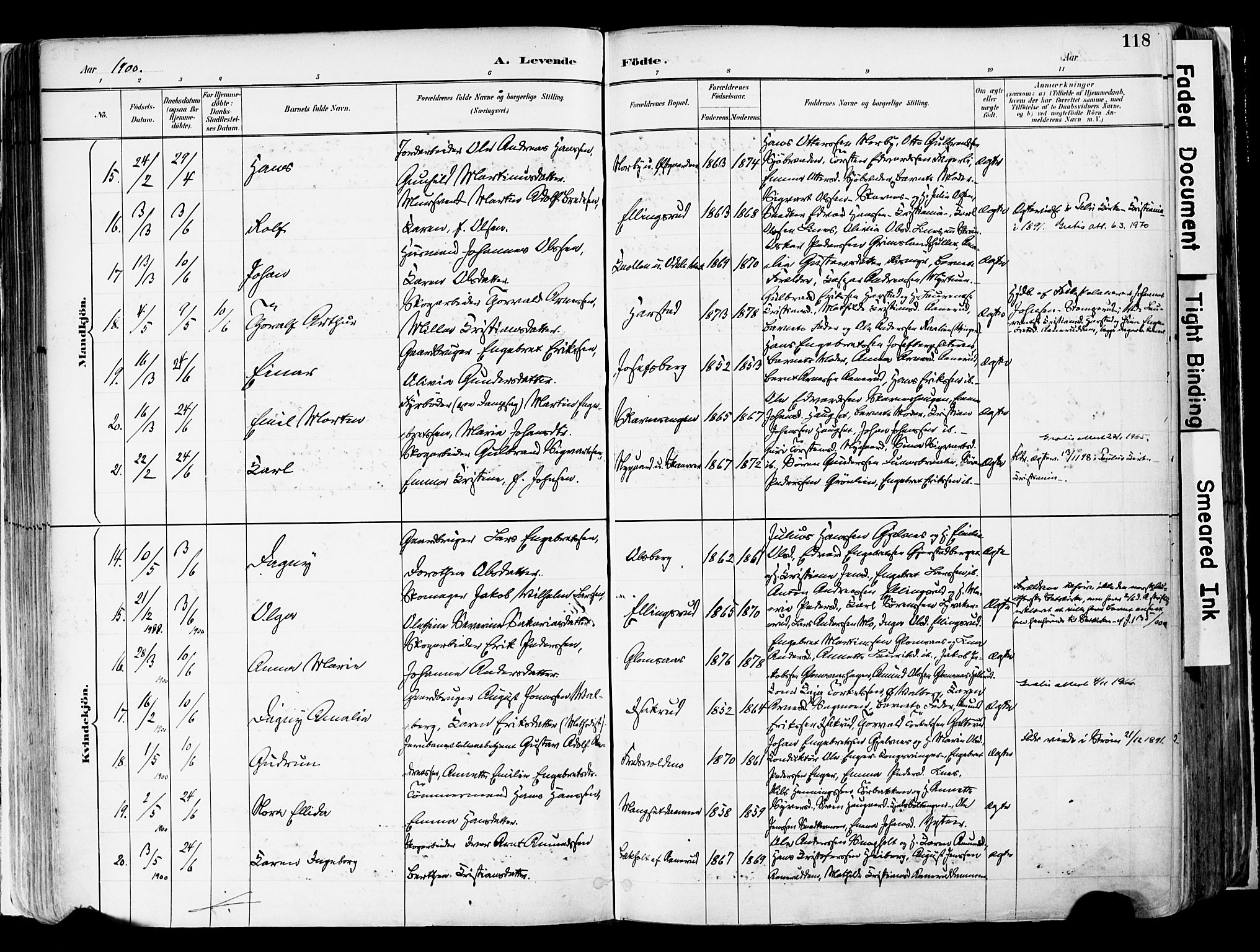 Sør-Odal prestekontor, SAH/PREST-030/H/Ha/Haa/L0006: Parish register (official) no. 6, 1886-1931, p. 118