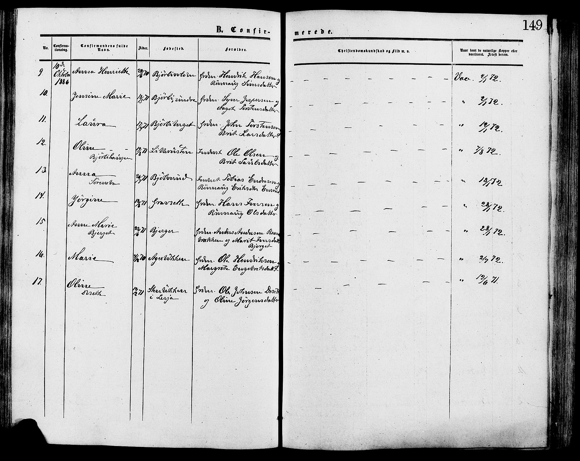 Lesja prestekontor, SAH/PREST-068/H/Ha/Haa/L0009: Parish register (official) no. 9, 1854-1889, p. 149