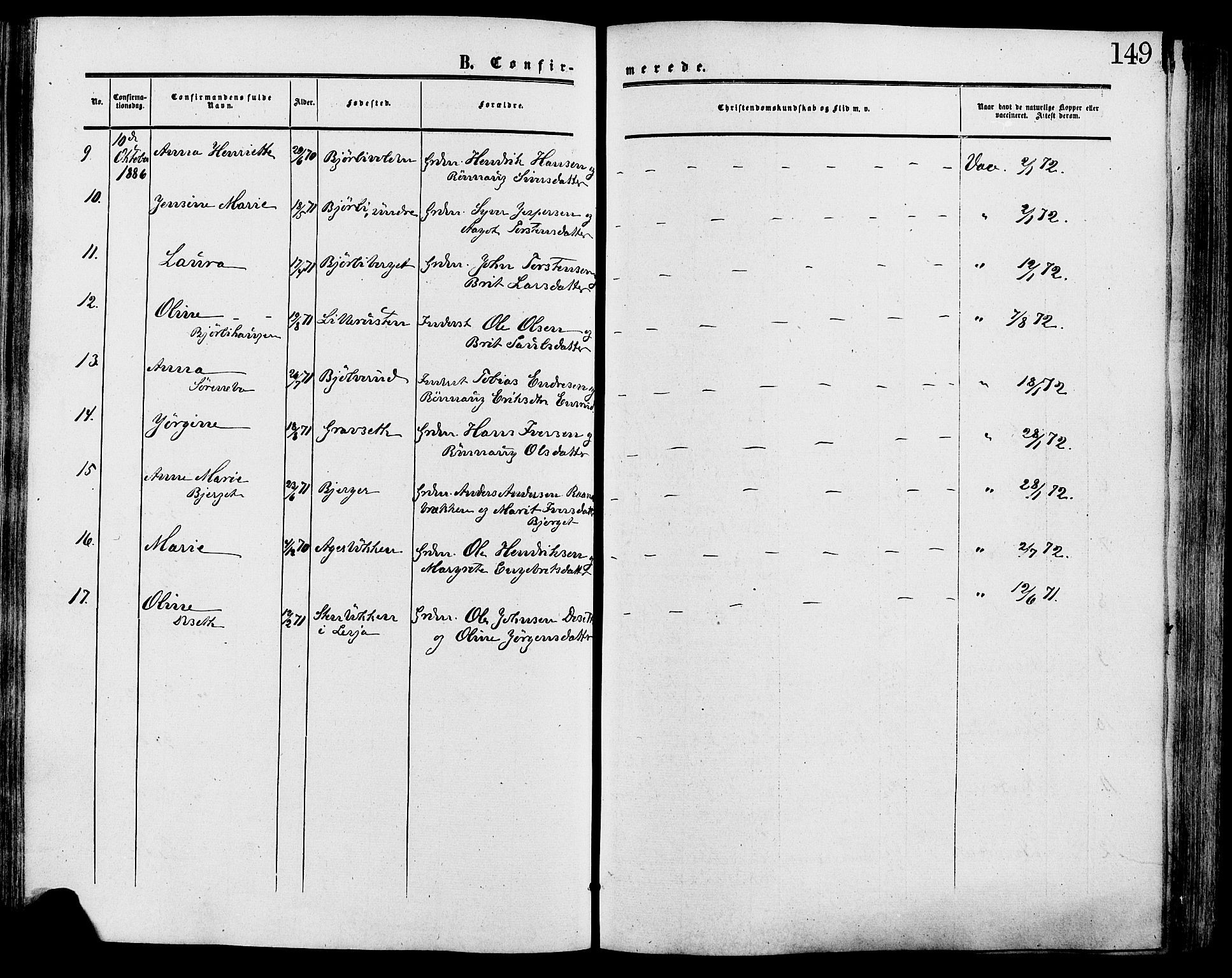 Lesja prestekontor, AV/SAH-PREST-068/H/Ha/Haa/L0009: Parish register (official) no. 9, 1854-1889, p. 149