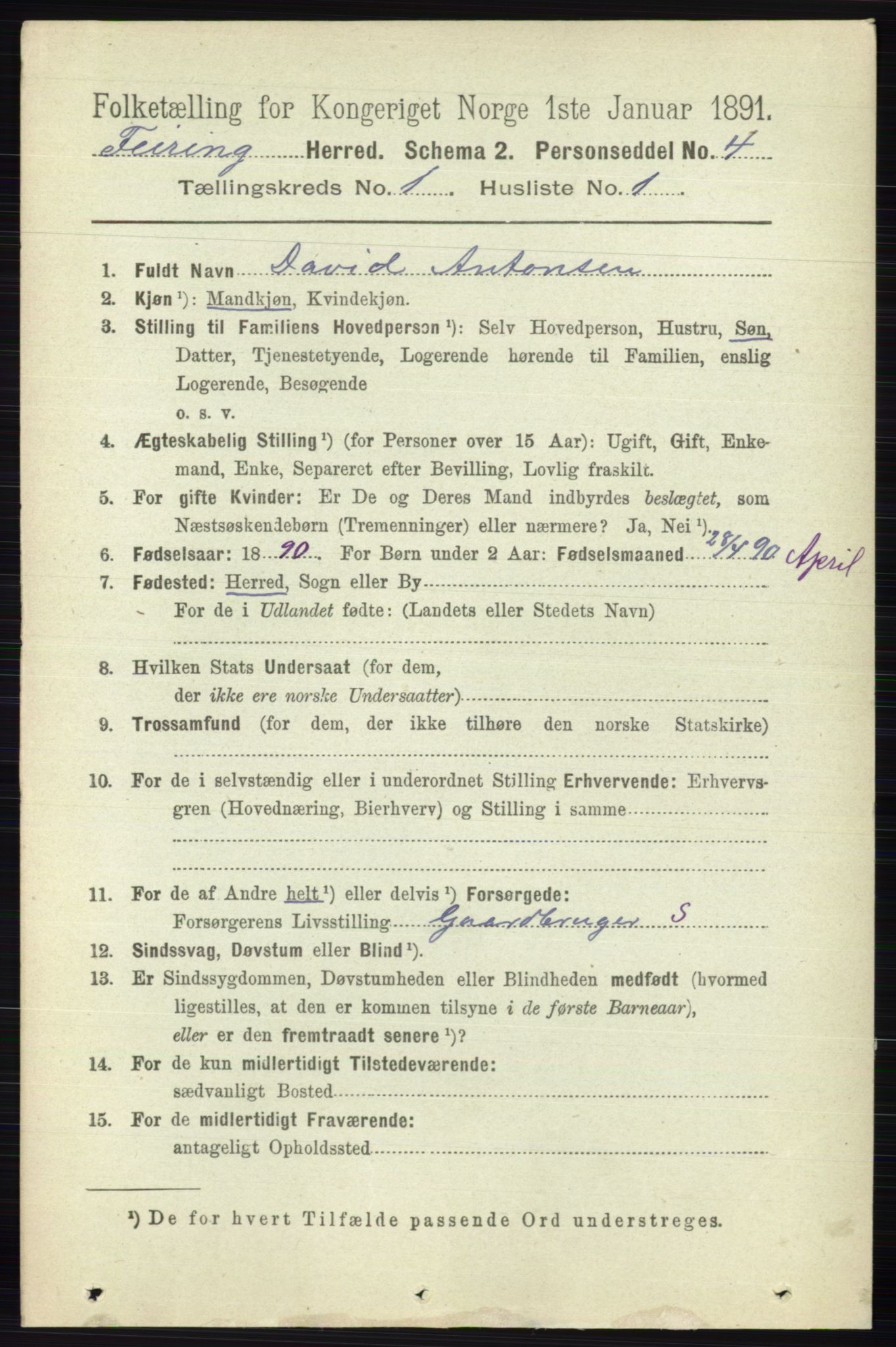 RA, 1891 census for 0240 Feiring, 1891, p. 115