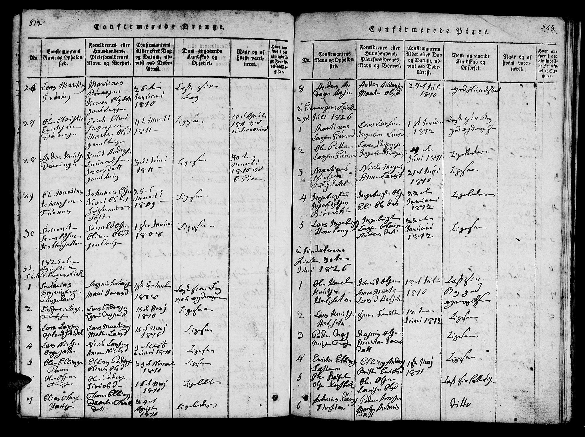 Ministerialprotokoller, klokkerbøker og fødselsregistre - Møre og Romsdal, SAT/A-1454/519/L0246: Parish register (official) no. 519A05, 1817-1834, p. 512-513