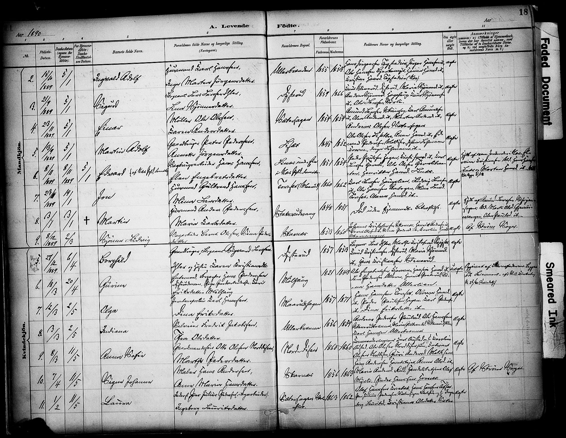 Sør-Odal prestekontor, AV/SAH-PREST-030/H/Ha/Haa/L0008: Parish register (official) no. 8, 1886-1922, p. 18