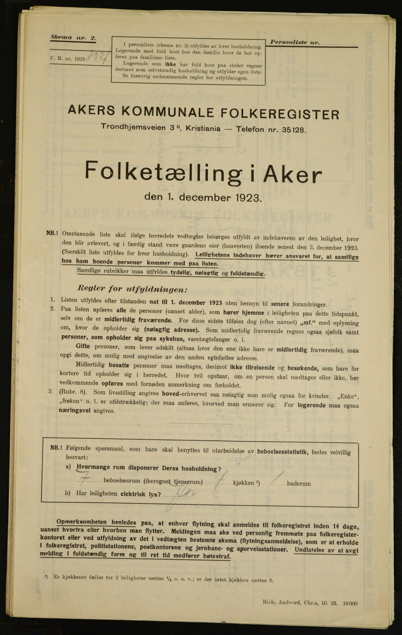 , Municipal Census 1923 for Aker, 1923, p. 6227