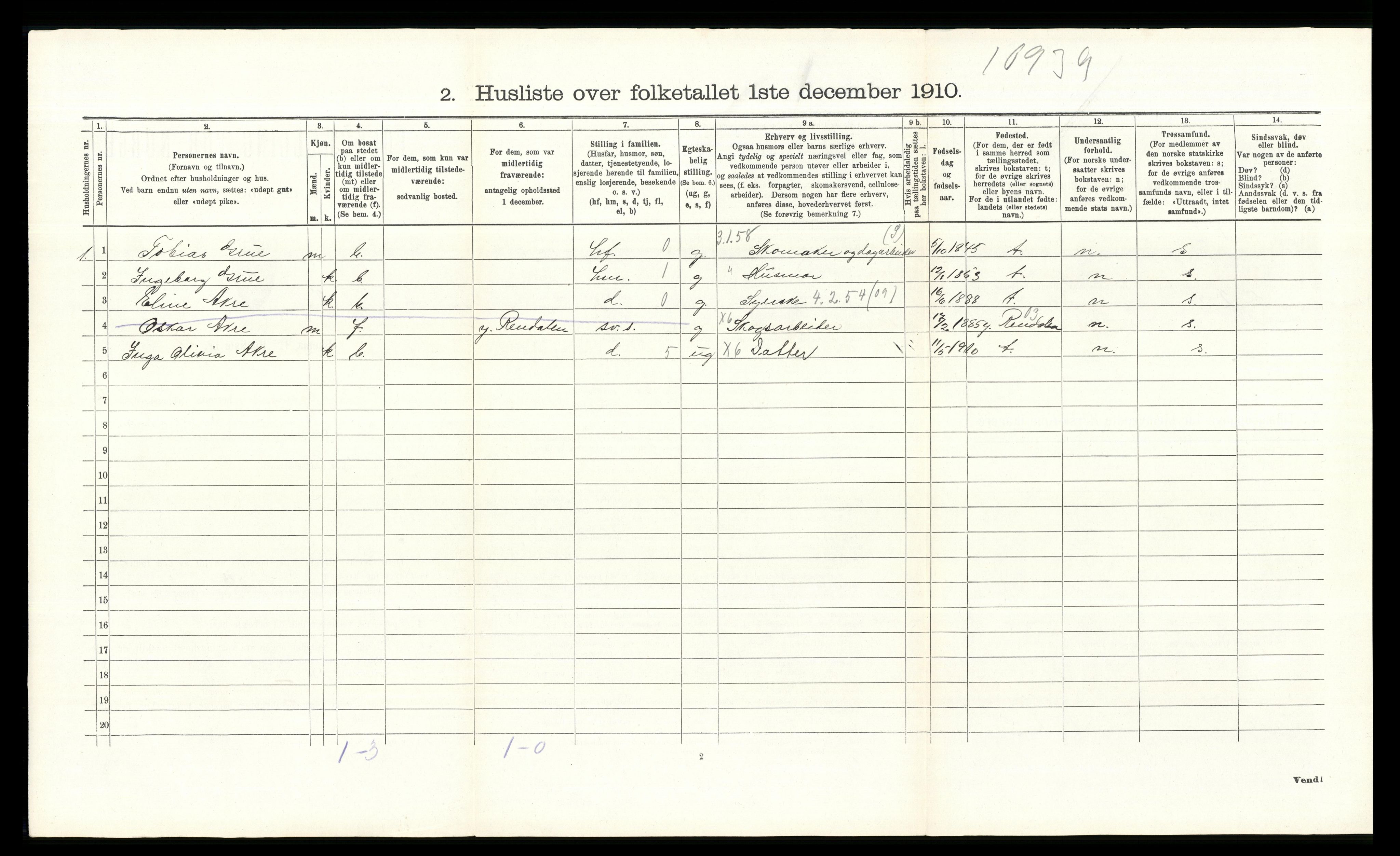 RA, 1910 census for Tolga, 1910, p. 487