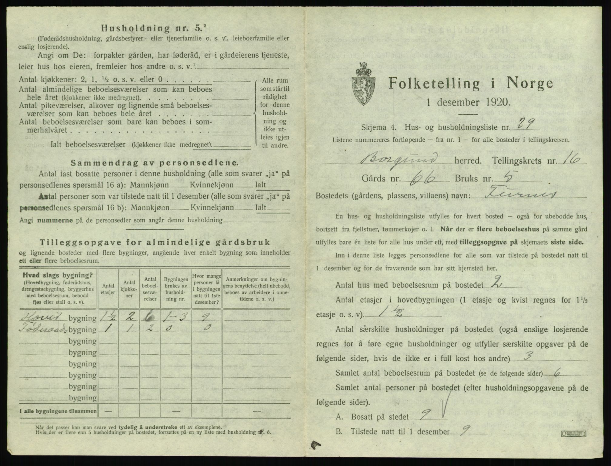 SAT, 1920 census for Borgund, 1920, p. 1474