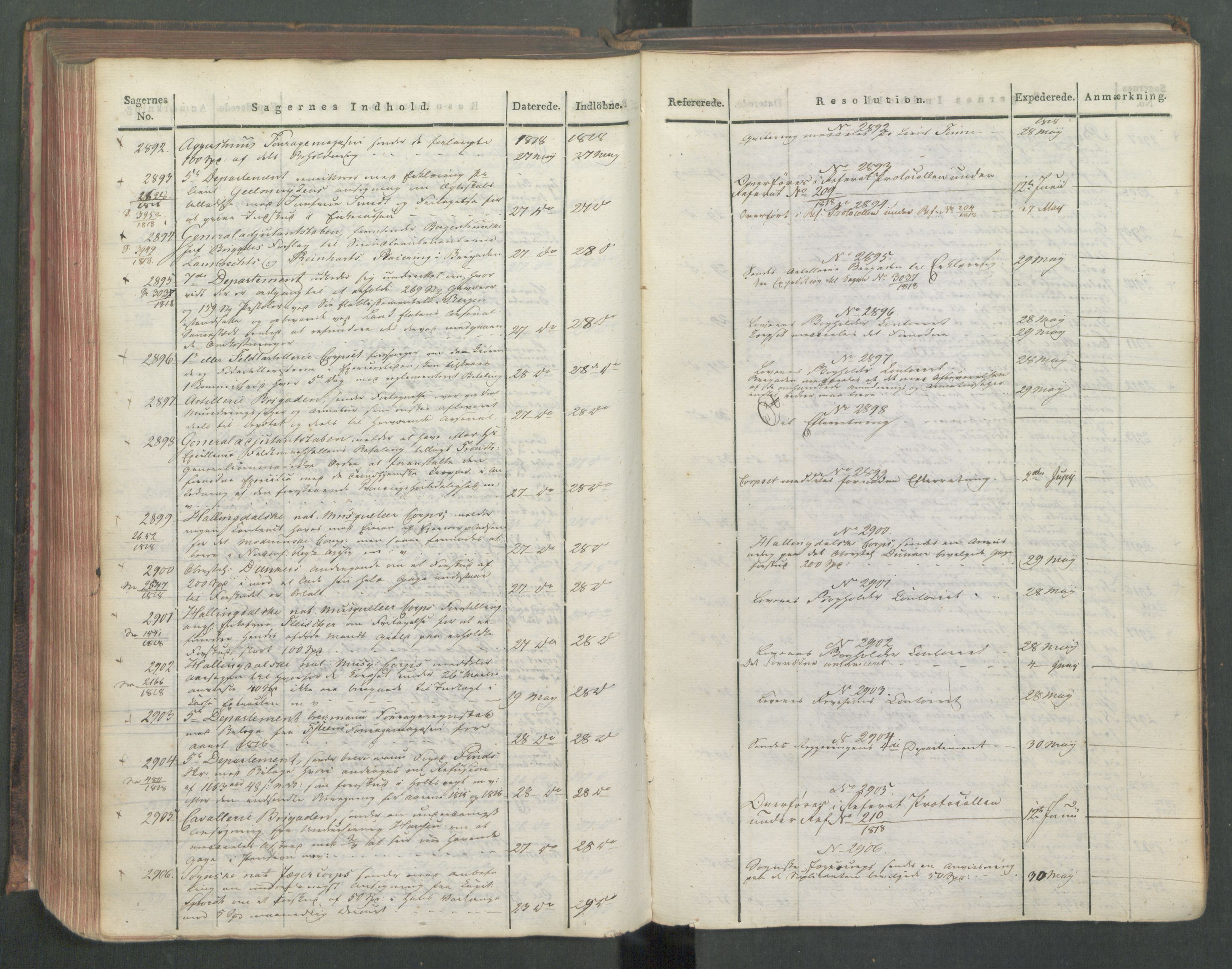 Armédepartementet, AV/RA-RAFA-3493/C/Ca/L0015: 6. Departements Journal, 1818