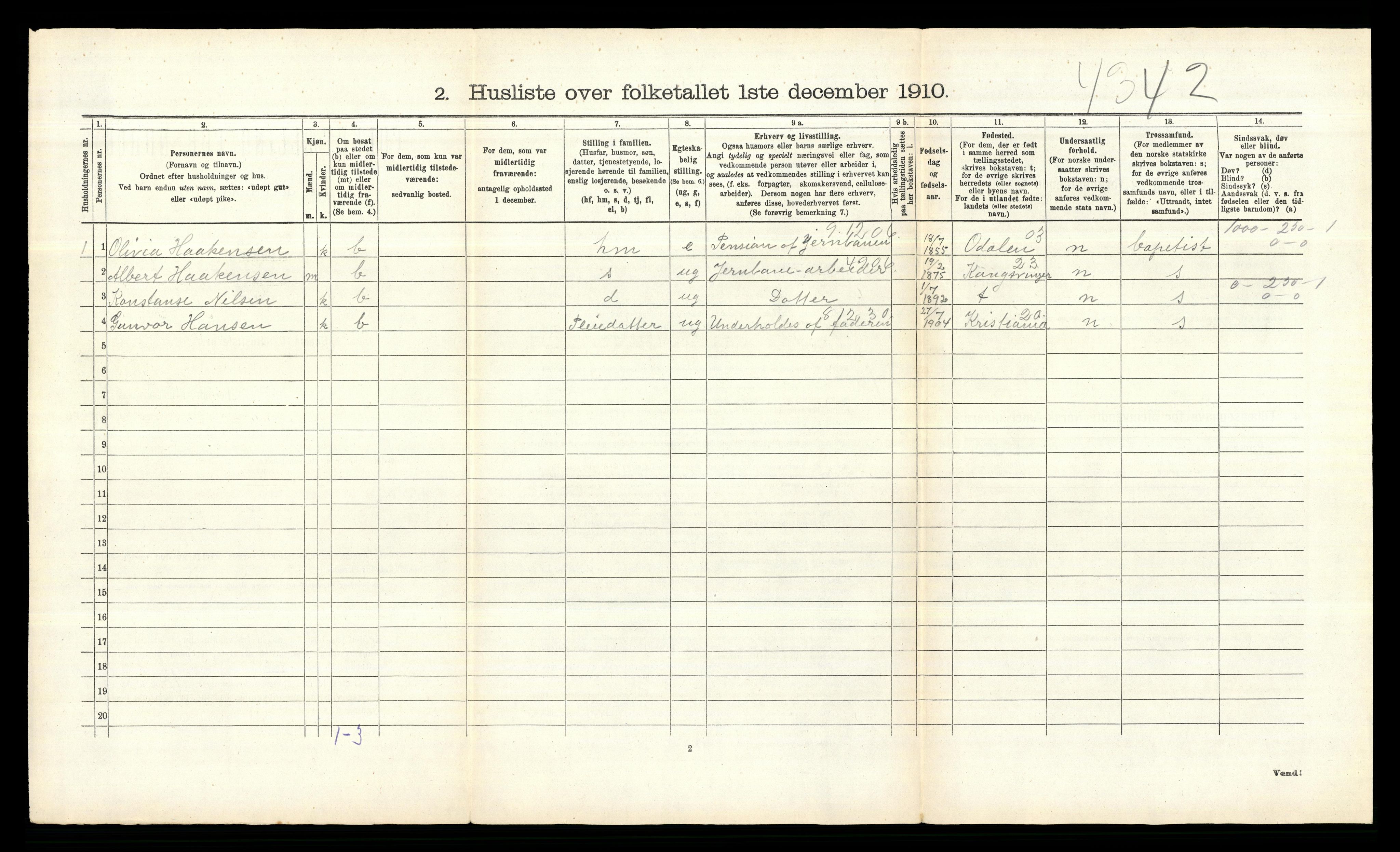 RA, 1910 census for Vestby, 1910, p. 552
