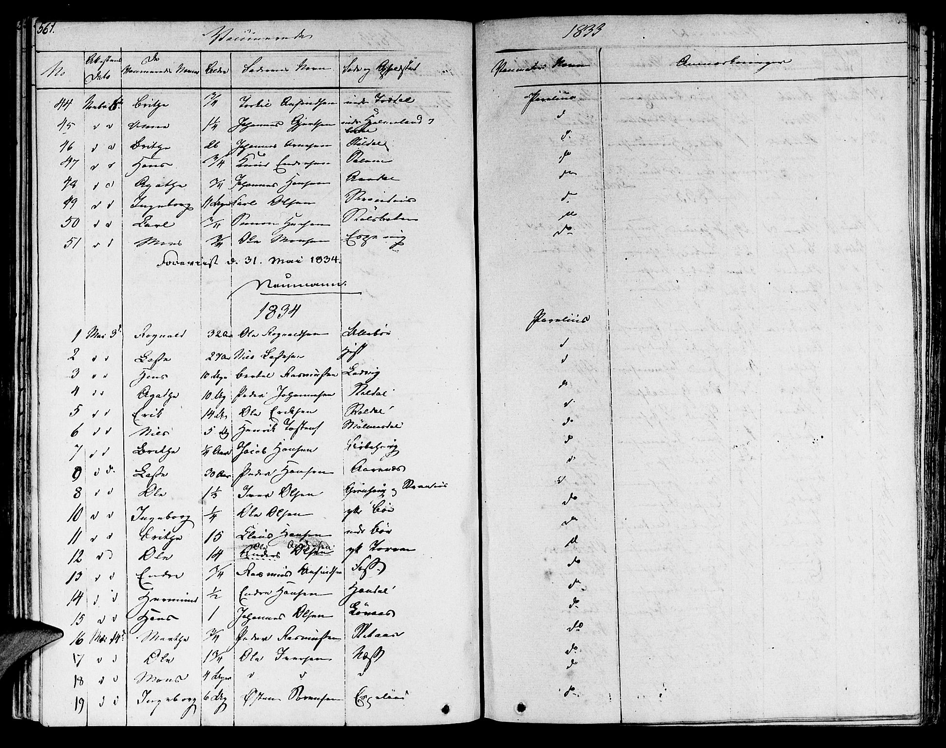 Lavik sokneprestembete, AV/SAB-A-80901: Parish register (official) no. A 2II, 1821-1842, p. 561