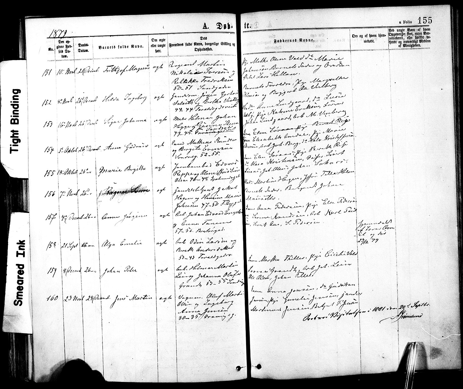 Ministerialprotokoller, klokkerbøker og fødselsregistre - Sør-Trøndelag, SAT/A-1456/602/L0118: Parish register (official) no. 602A16, 1873-1879, p. 155