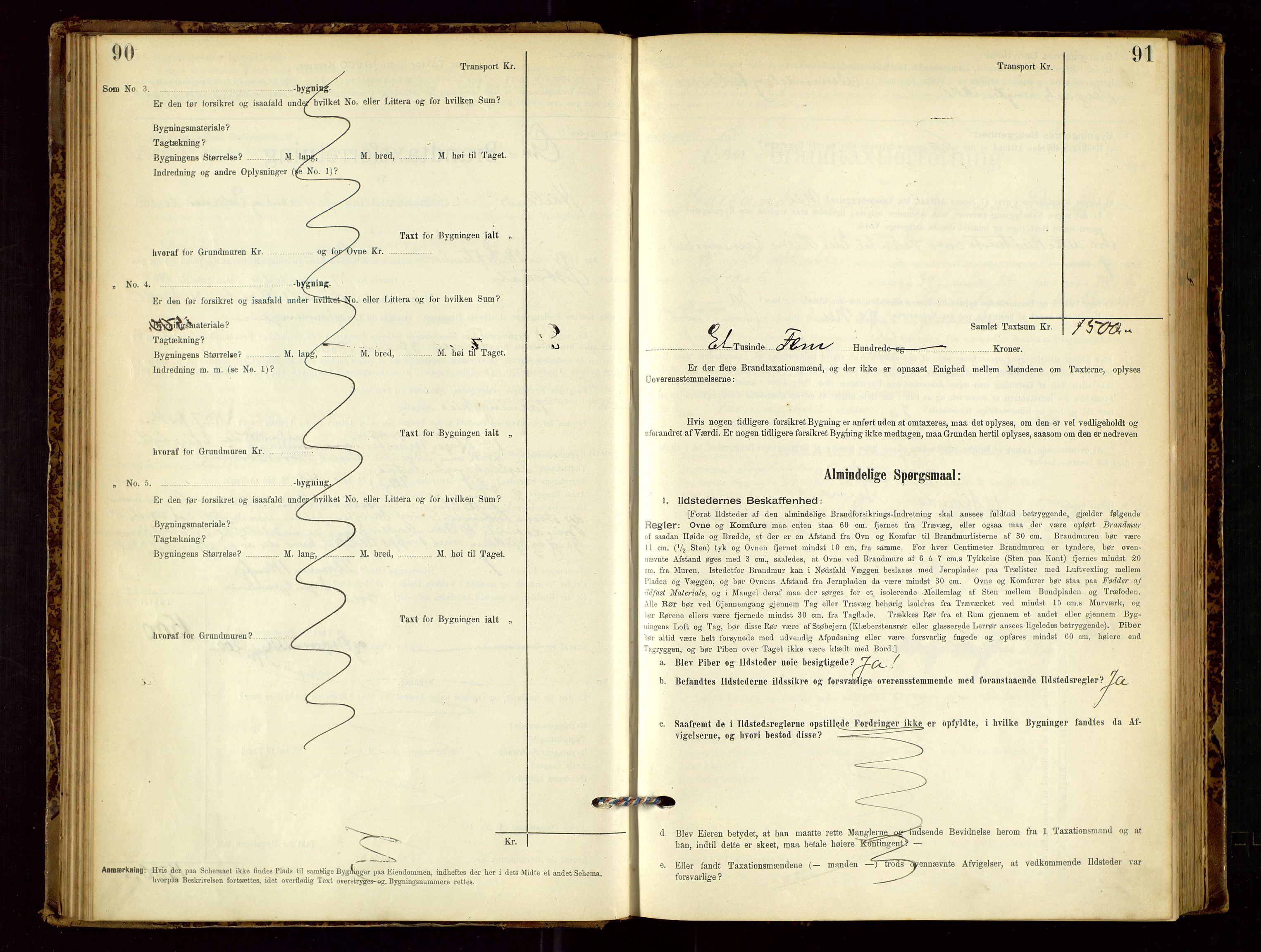 Høyland/Sandnes lensmannskontor, AV/SAST-A-100166/Gob/L0001: "Brandtaxtprotokol", 1890-1913, p. 90-91