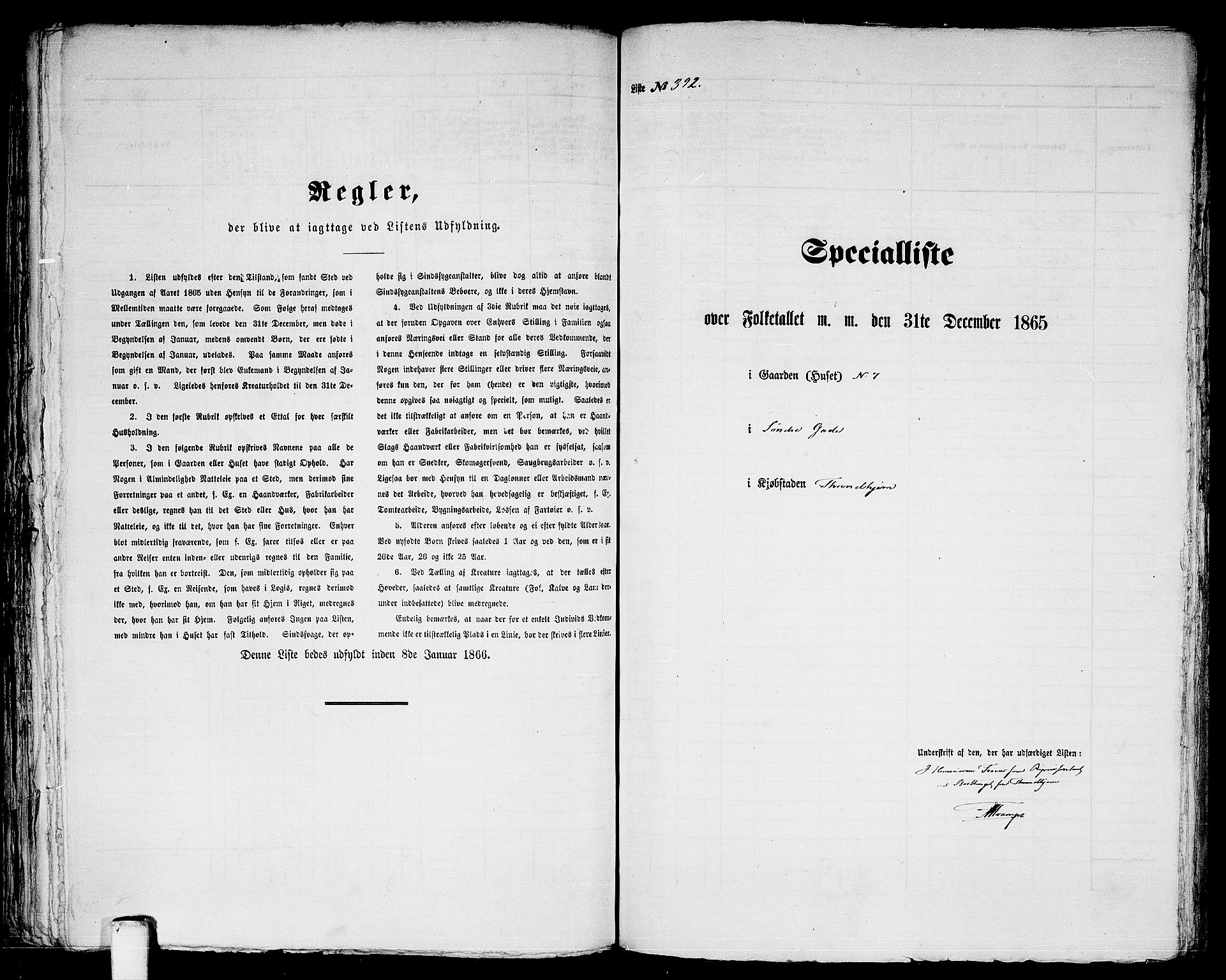 RA, 1865 census for Trondheim, 1865, p. 825